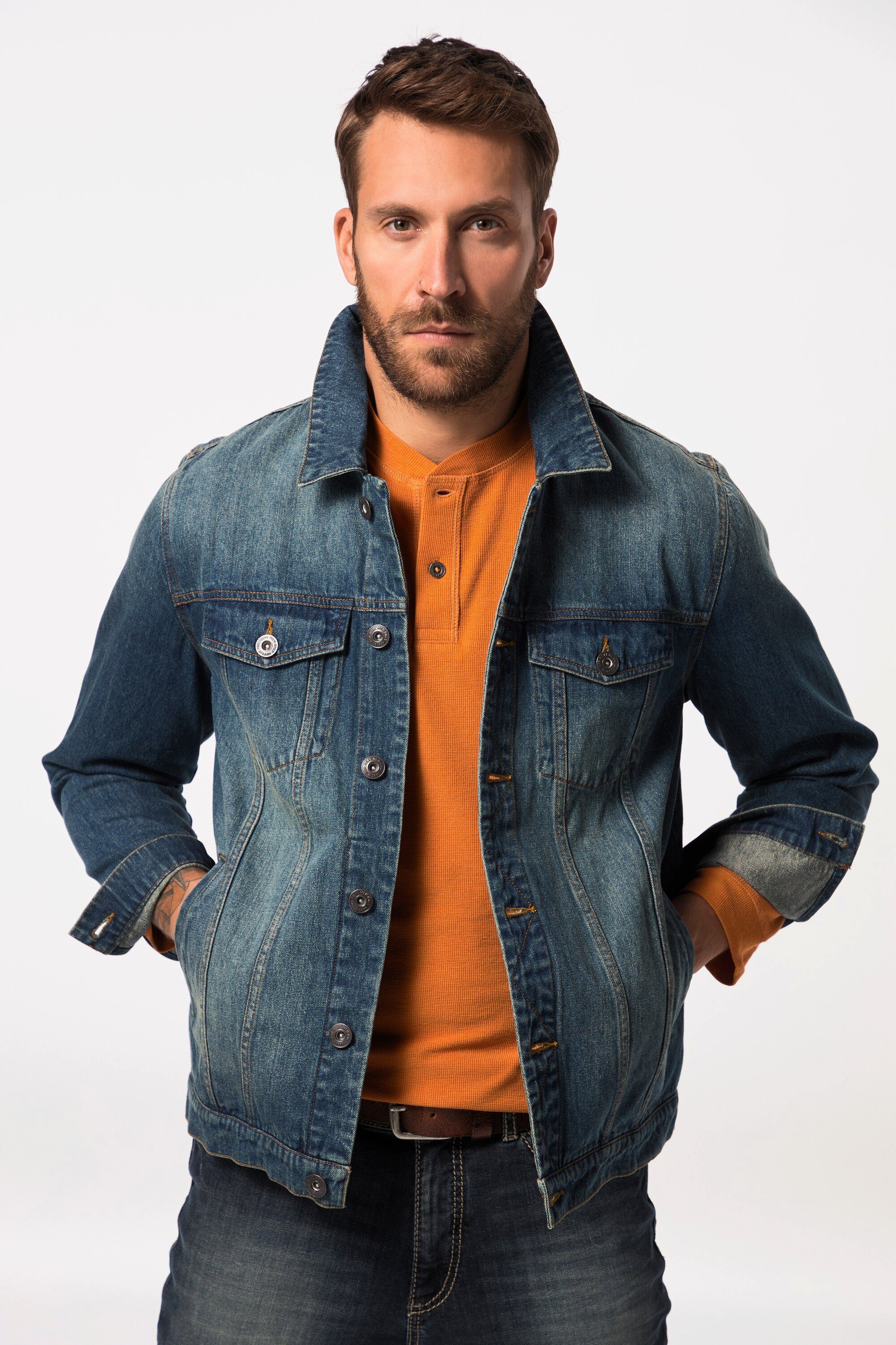 Funktionsjacke JP 1880 Jeansjacke Brusttaschen Knopfleiste