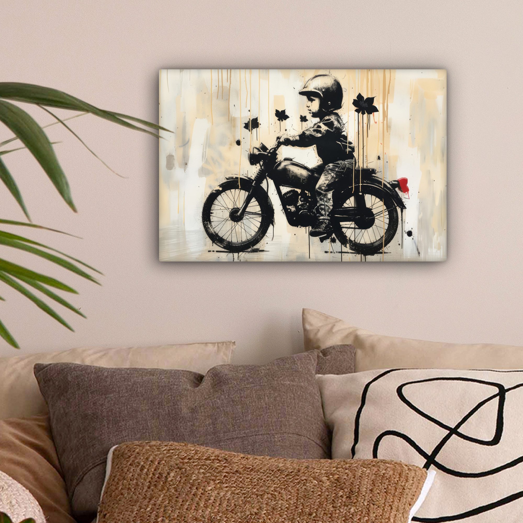 OneMillionCanvasses® Leinwandbild Straßenkunst - Motorrad - günstig online kaufen