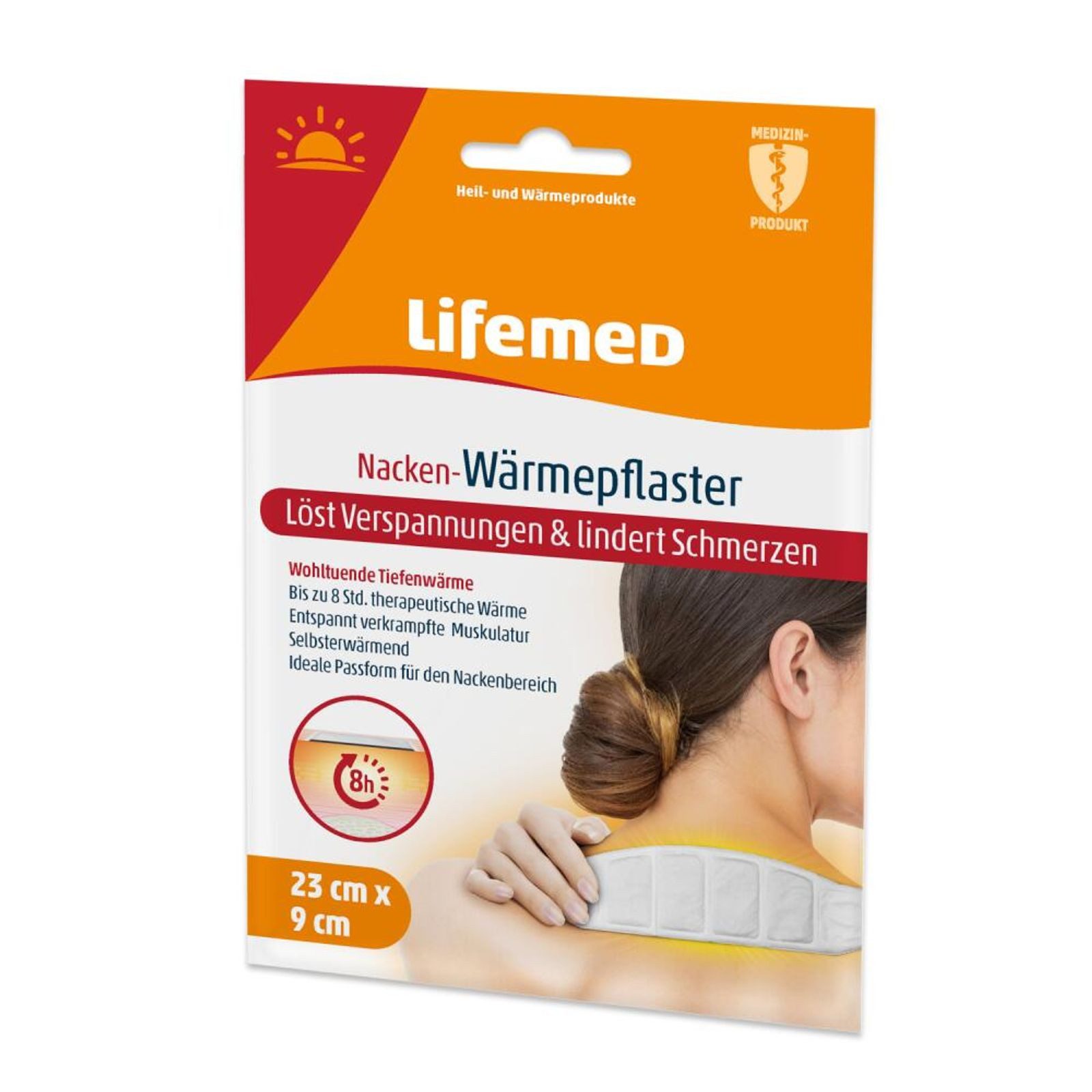 BURI Wärmepflaster 36x Lifemed Wärmepflaster Nacken 23x9 cm Weiß Kissen Rücken Schmerzen (36 St)