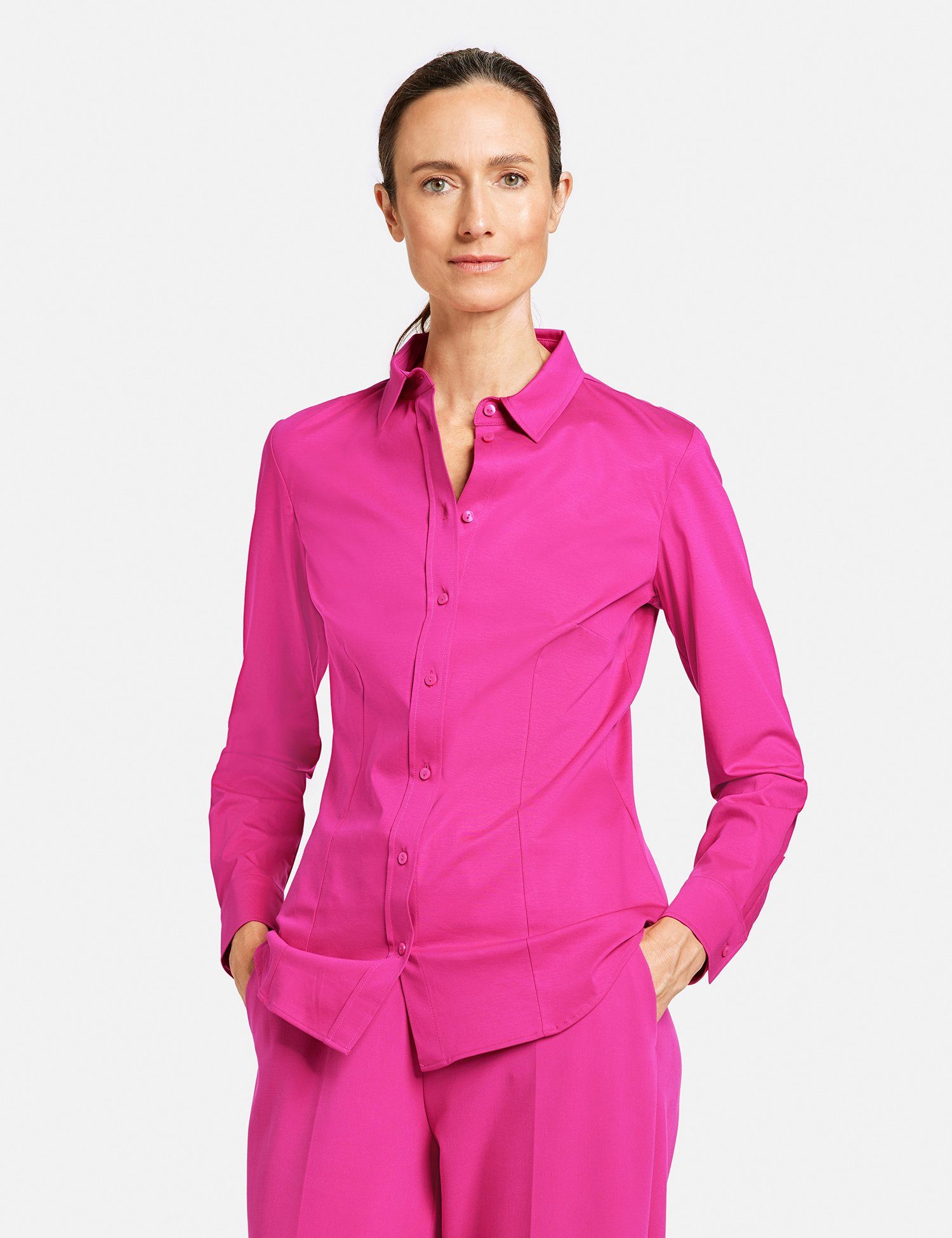 GERRY WEBER Klassische Bluse Langarmbluse Aus Baumwolle