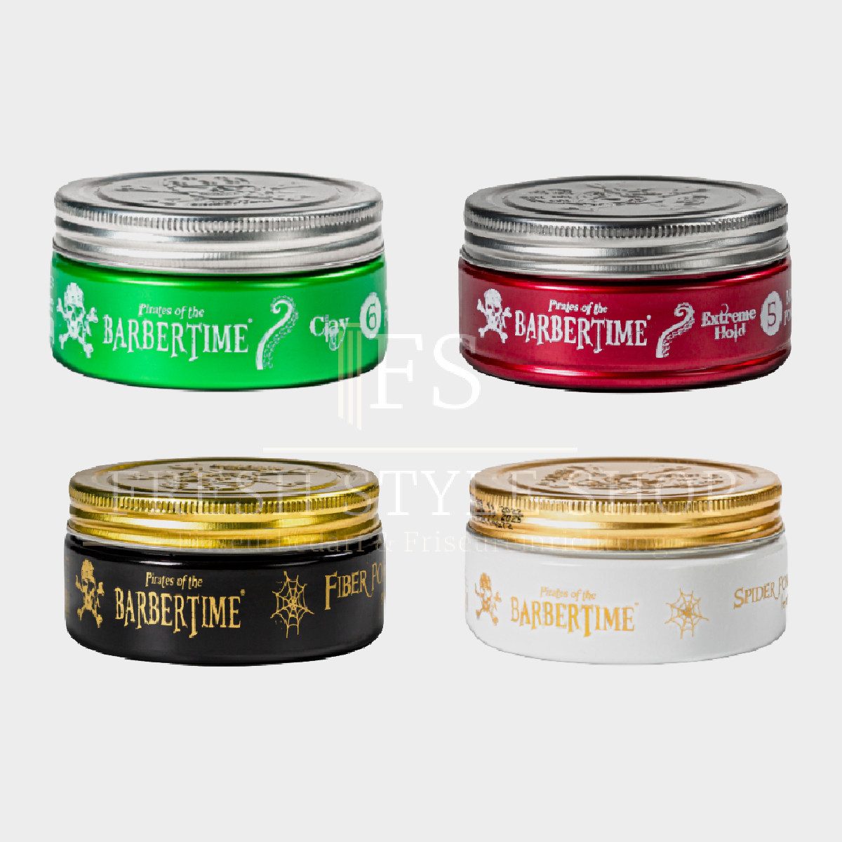 BARBERTIME Haarwachs 4er Mix Haarpomade Hair Pomade 150ml Spider & Matte Sorten, 4-tlg.
