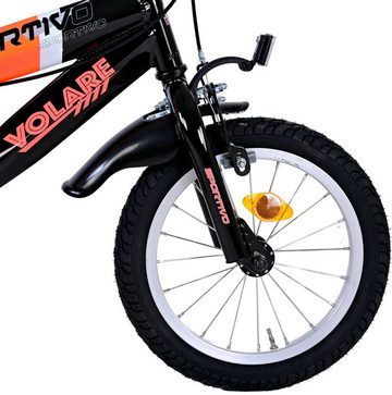 Volare Kinderfahrrad Kinderfahrrad Sportivo Jungen 14 Zoll Kinderrad Neon Orange Schwarz