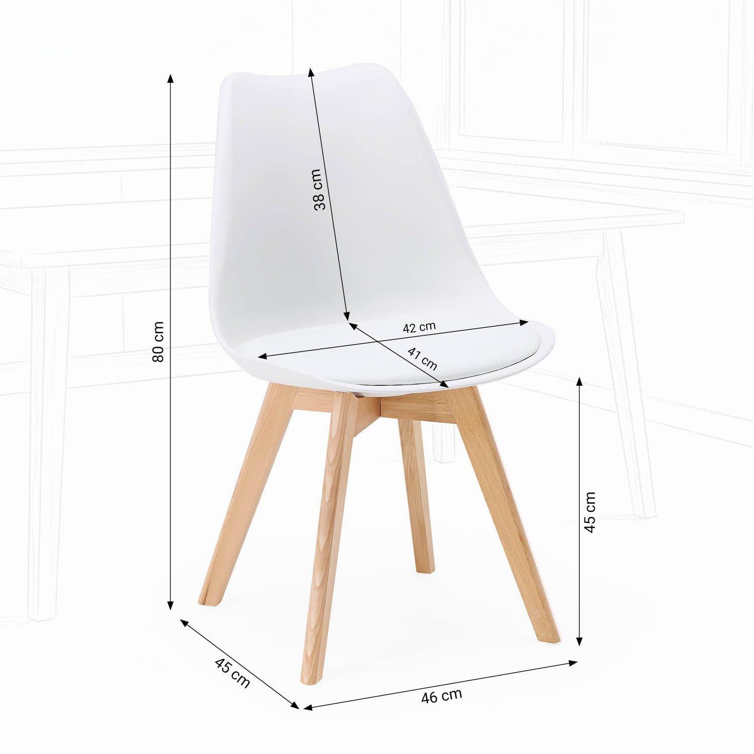 Homestyle4u Küchenstuhl Esszimmerstuhl Esstisch Küche Esszimmer Weiß Grau Schwarz (1 St), Skandinavisch, stabil