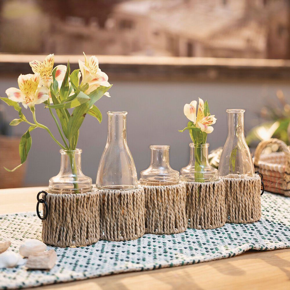 Home-trends24.de Dekovase Dekovase Vase Boho Vasenset Glasvasen Deko Natur Tischdeko