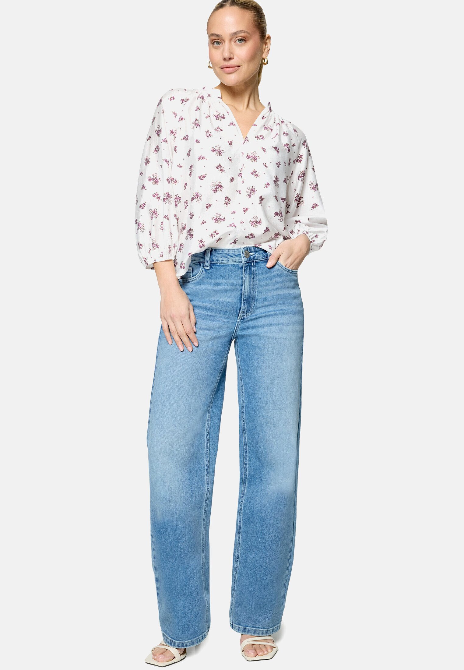 Zero Schlupfbluse Damen mit Blumen