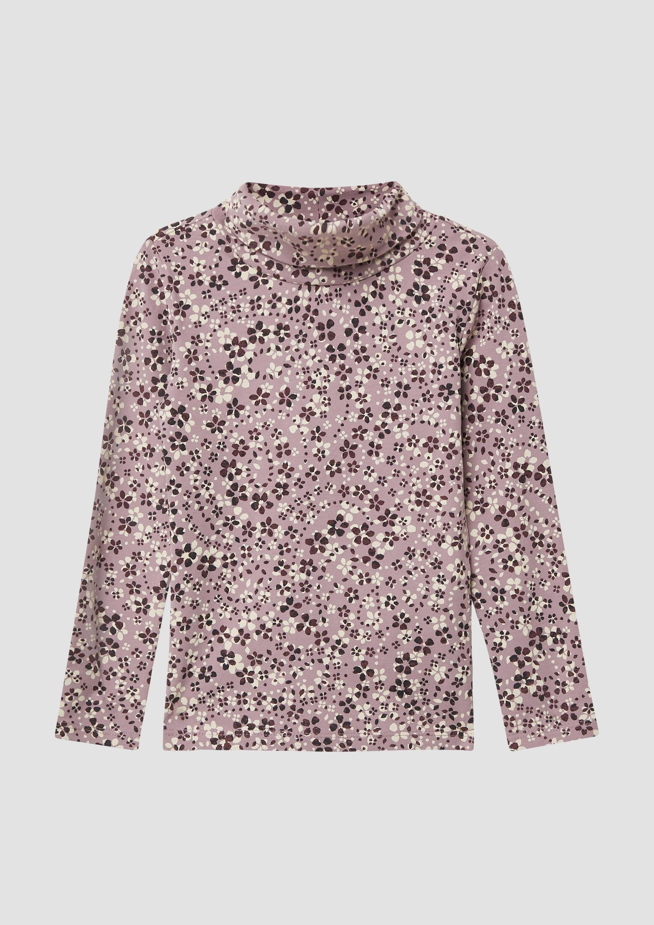 s.Oliver Langarmshirt T-Shirt Longsleeve im Slim Fit mit All-over-Print und Rollkragen