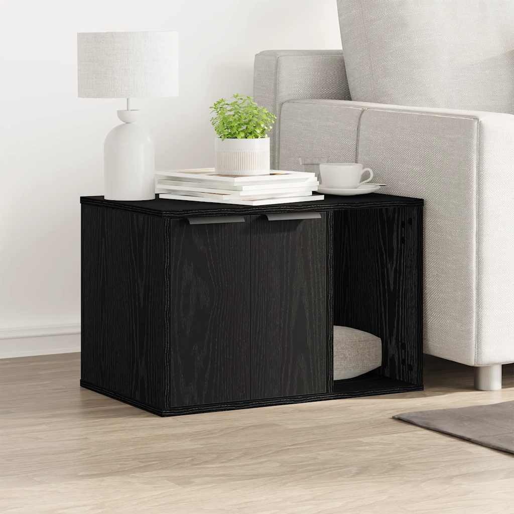 vidaXL Katzenhaus, Katzentoilettengehäuse Schwarze Eiche 60 x 40 x 40 cm Holzwerkstoff