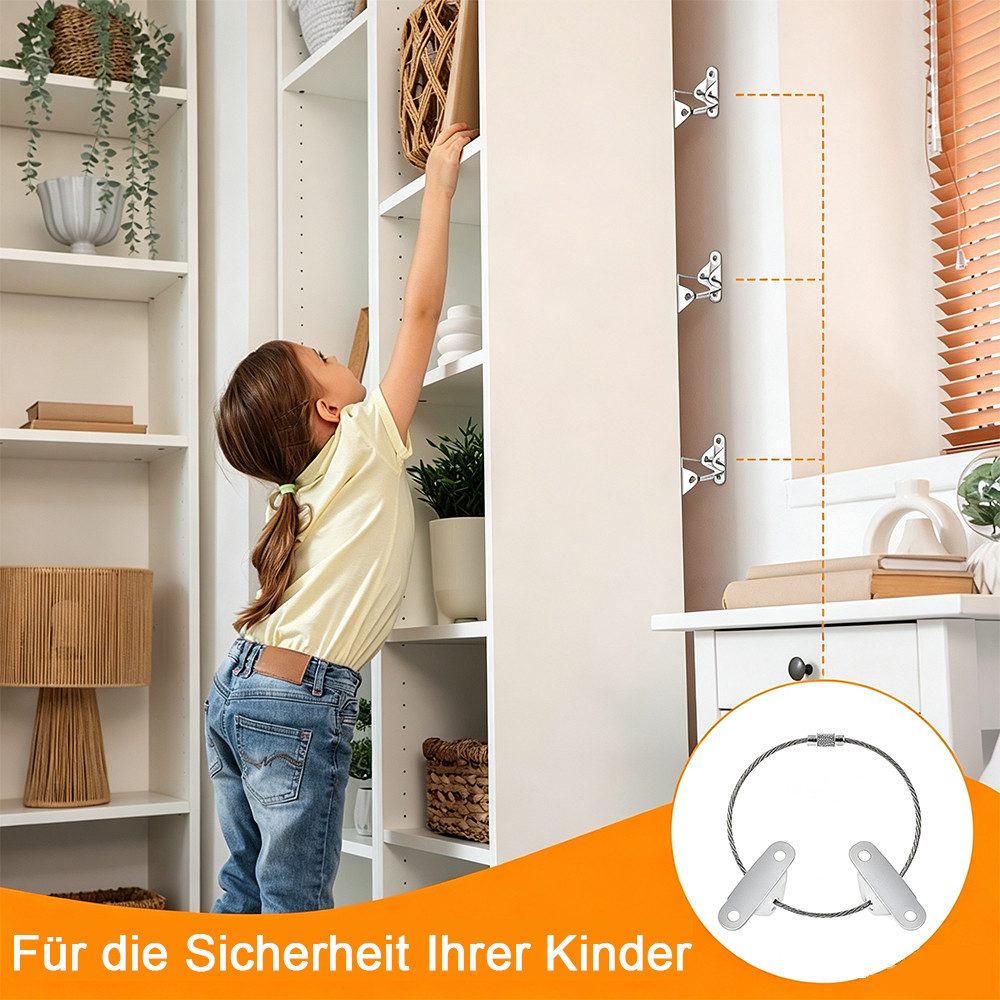 AFKSMILE Kindersicherung 12er Möbel Kippsicherung,schranksicherung,kindersicherung,wandanker, Wandanker,Kindersicherheits-Schutzgurt,Multifunkt-Möbelgurt,Möbela – Bild 4 von 5