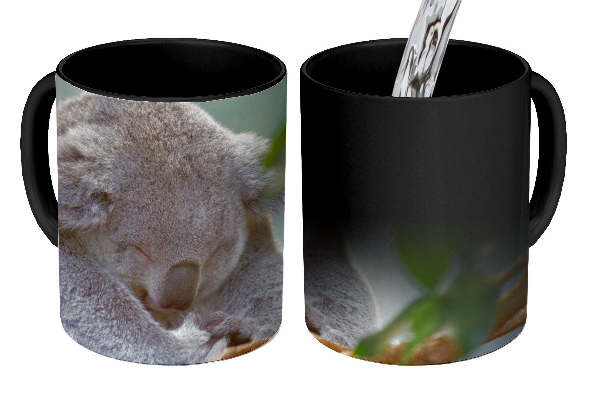 MuchoWow Tasse Koala - Zweige - Kinder - Jungen - Mädchen, Keramik, Farbwechsel, Kaffeetassen, Teetasse, Zaubertasse, Geschenk