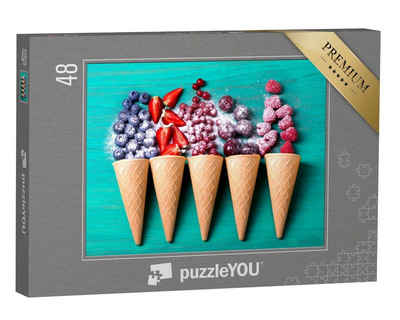 puzzleYOU Puzzle Eiswaffeln, gefüllt mit frischen Früchten, 48 Puzzleteile, puzzleYOU-Kollektionen Candybar, Essen und Trinken