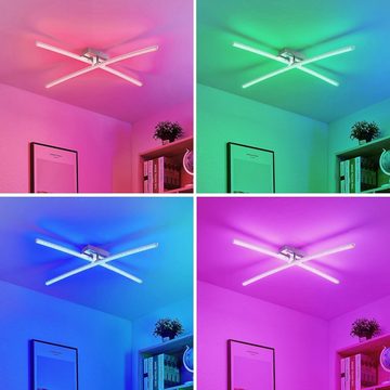 Lindby LED Deckenleuchte Alaara, dimmbar, LED-Leuchtmittel fest verbaut, Farbwechsel RGB + weiß, Modern, Eisen, Acryl, chrom, 2 flammig, inkl.
