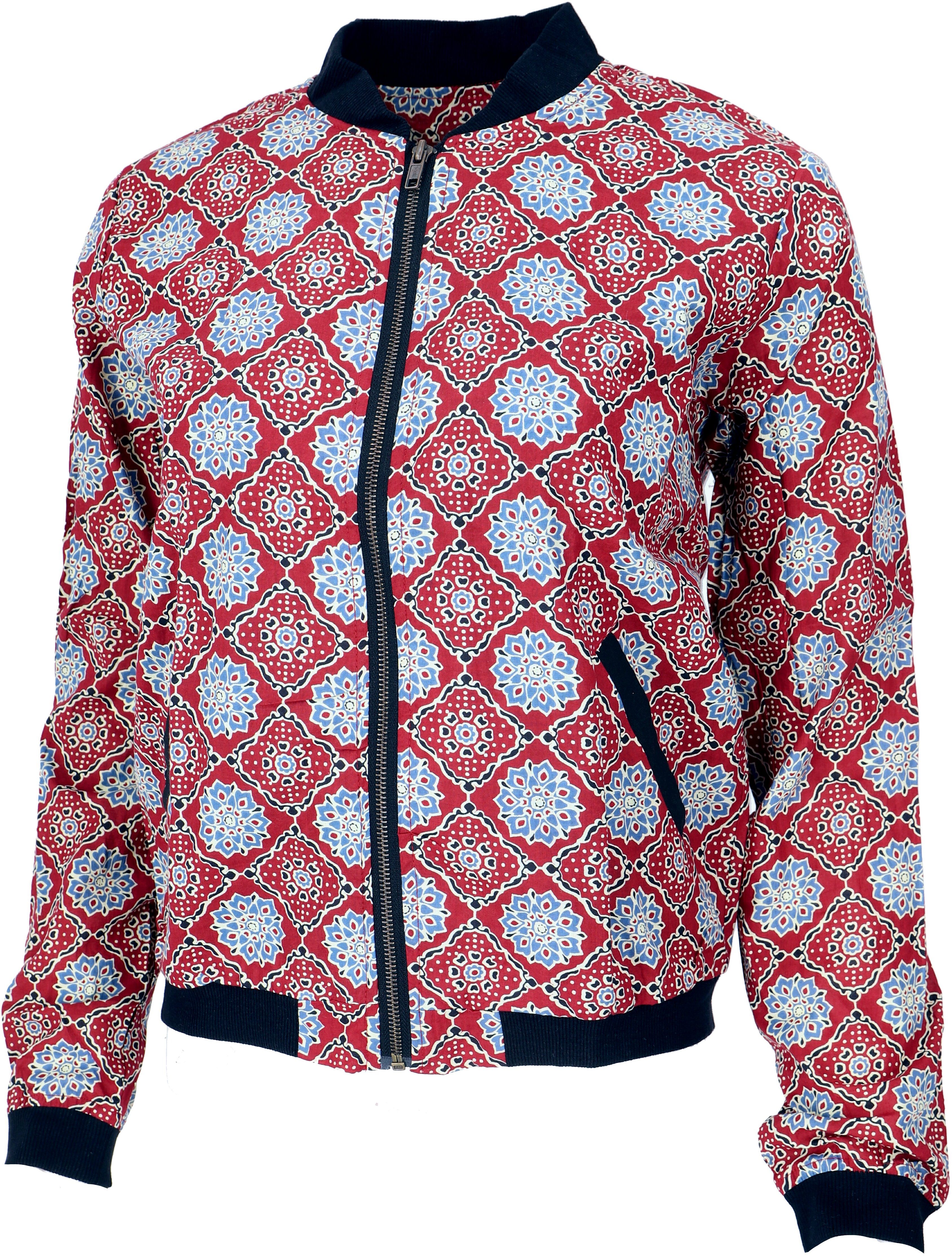 Style aus rot/blau Baumwolle - Langjacke Boho Bomberjacke Guru-Shop