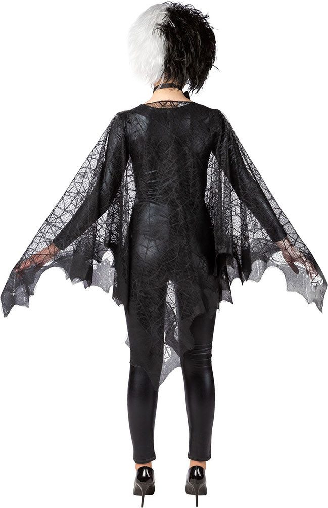 Karneval-Klamotten Kostüm Spinnenkostüm Damen Poncho Spinnweben Halloween, Frauenkostüm Halloweenkostüm schwarzen Spinnen Cape Karneval Fasching
