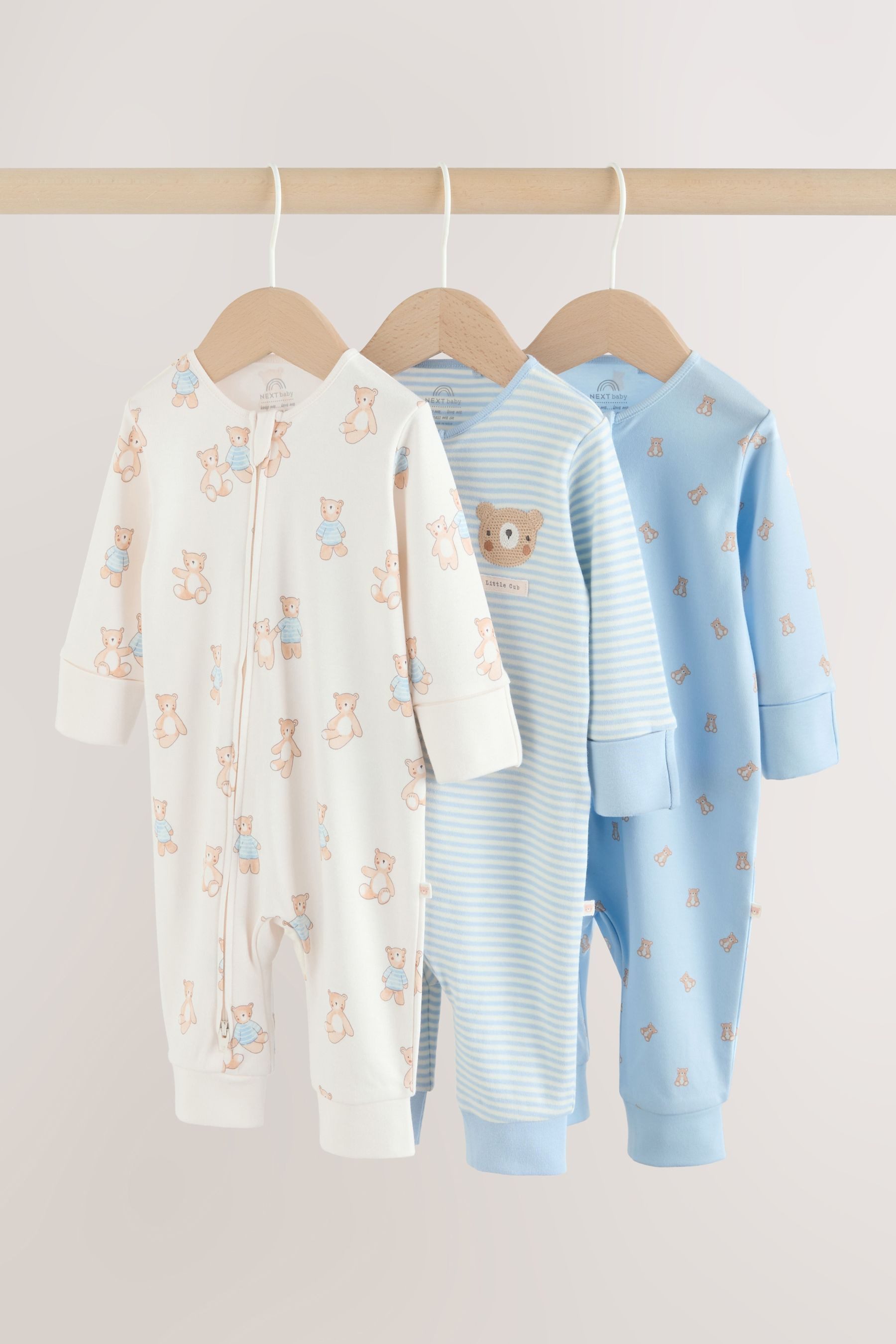 Next Schlafoverall Babyschlafanzüge mit Zweiwege-RV, 3er-Pack (3-tlg)