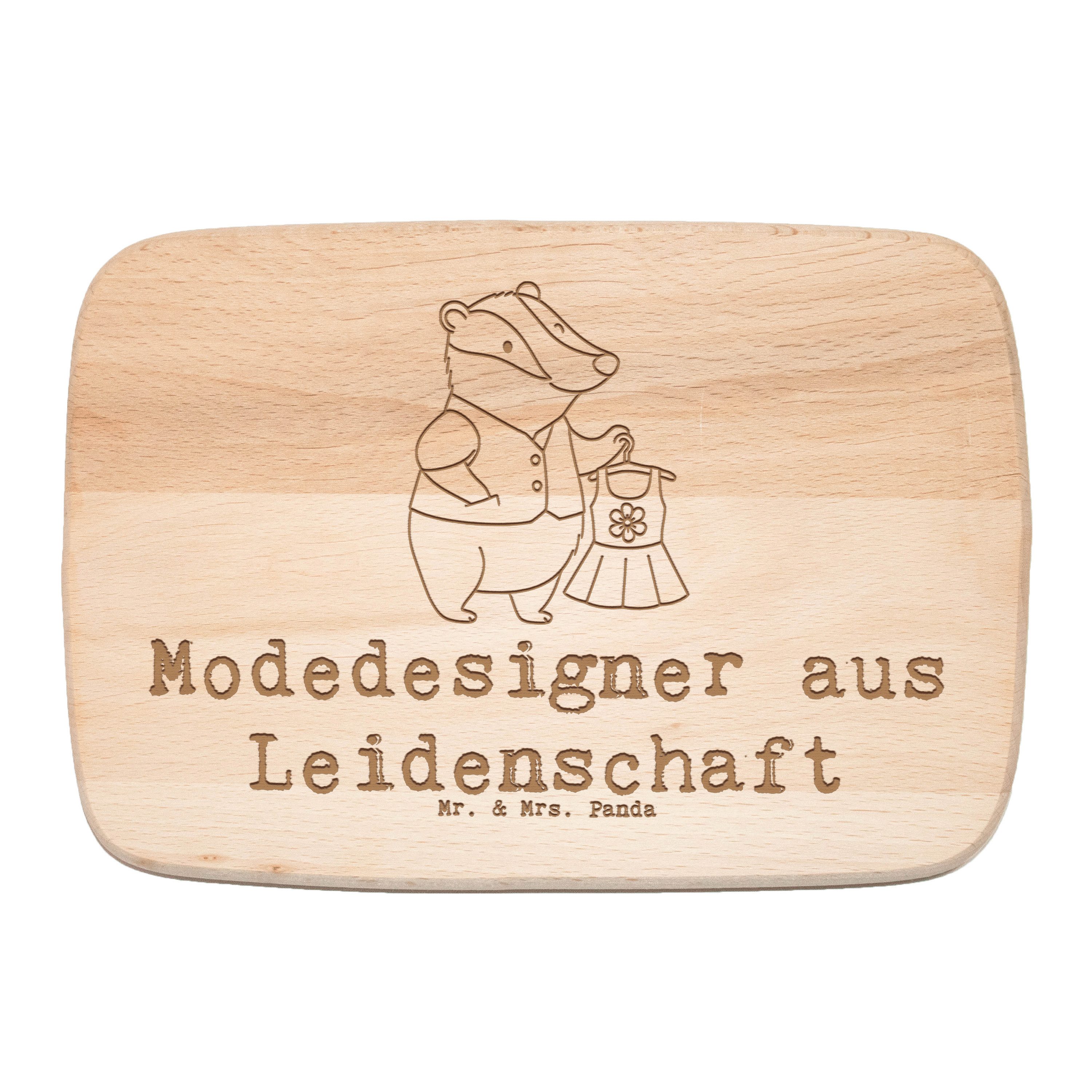 Mr. & Mrs. Panda Frühstücksbrett Modedesigner Leidenschaft, Holzbrett, Transparent, vesperbrett, Schne, Birkenholz, (Packung), Frühstücksbrettchen snackbrett Küchenbrett