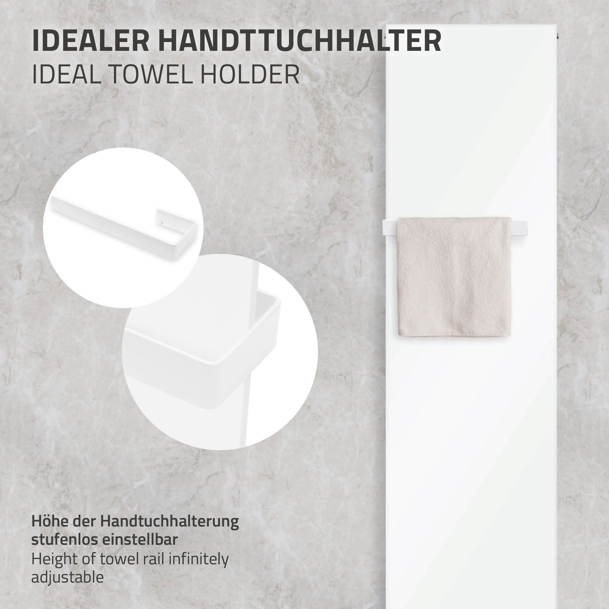 LuxeBath Badheizkörper Designheizkörper Handtuchhalter Mittelanschluss Weiß Handtuchwärmer, 452x1600mm Handtuchheizkörper