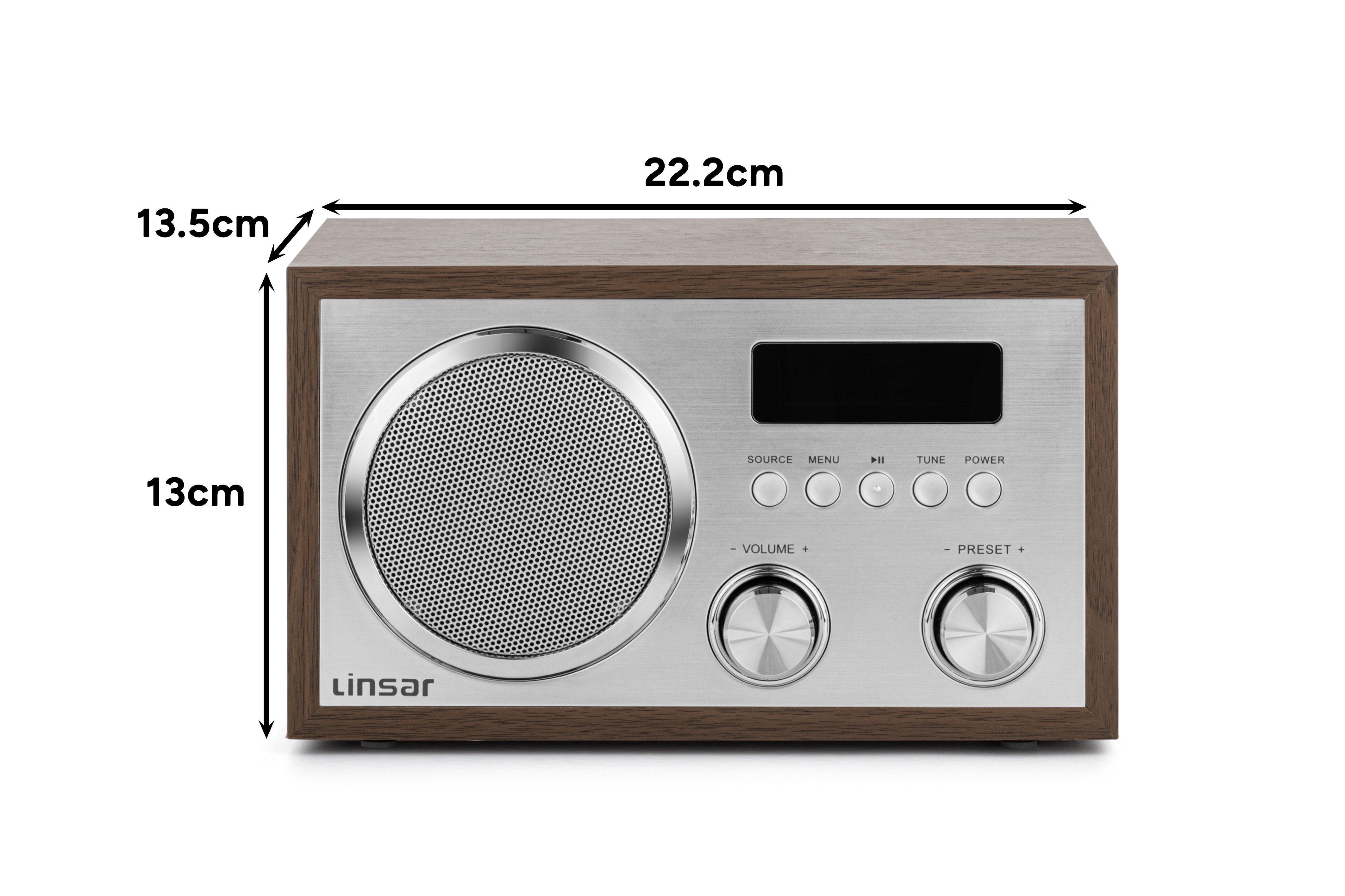 Linsar Radio - USB, LCD-Display, AUX-IN Küchen-Radio (Digitalradio (DAB), FM, 5,00 W, Bluetooth)