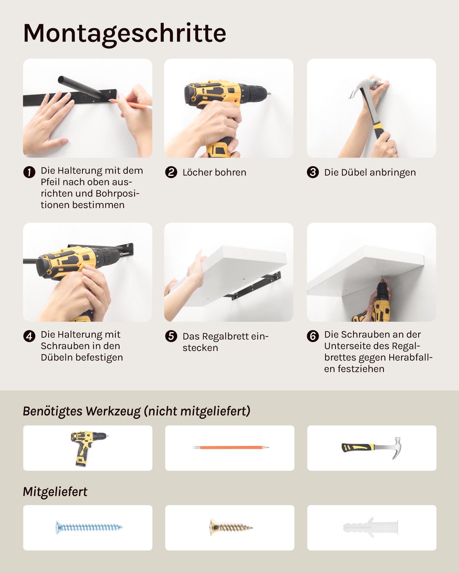 Woltu Wandboard, 1-tlg., Wandregal Holz Schweberegal Regal für Bücher günstig online kaufen