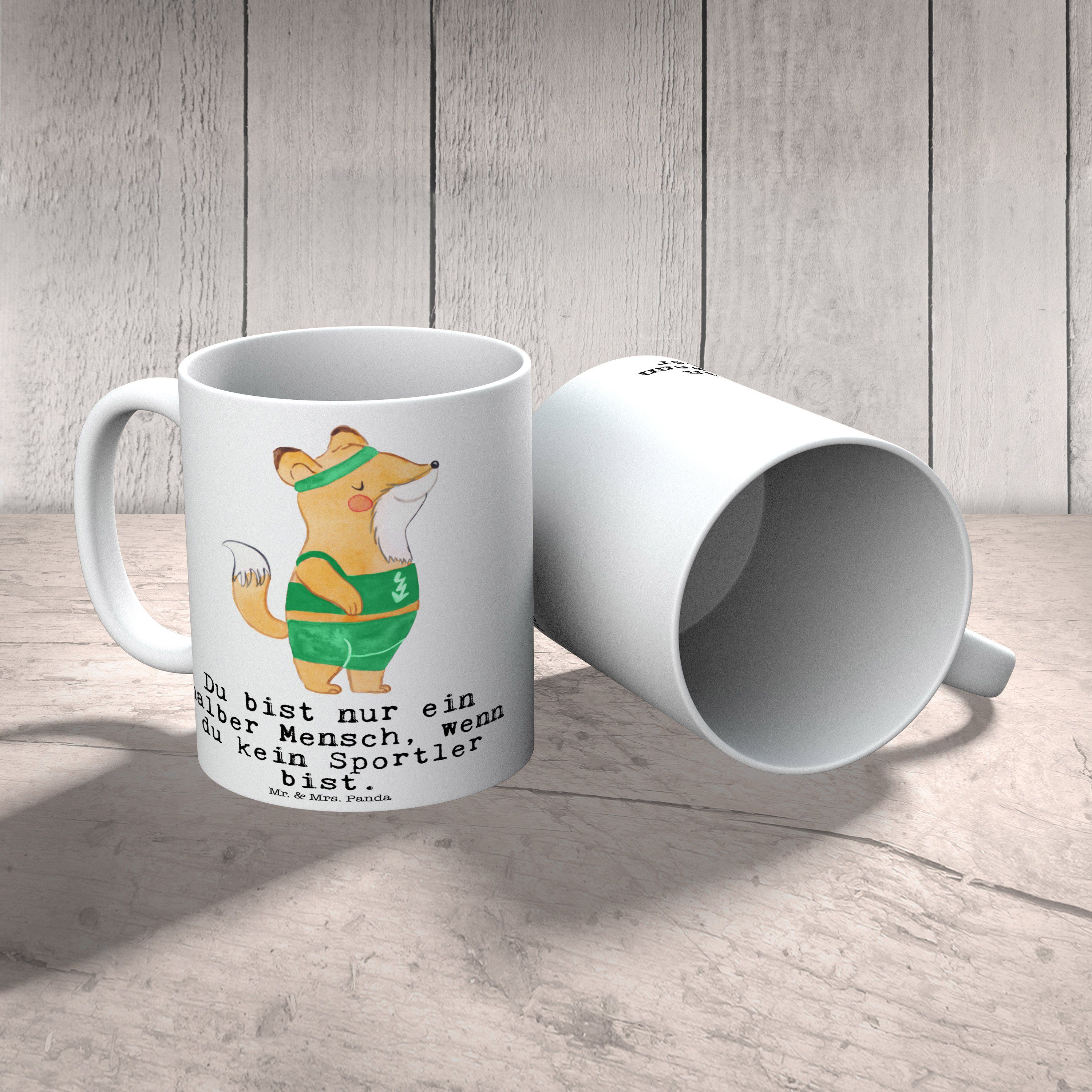 Mr. & Mrs. Panda Keramik - Sportler Tasse mit Weiß Herz Geschenk Tasse, Arbe, Büro Tasse, - Geschenk