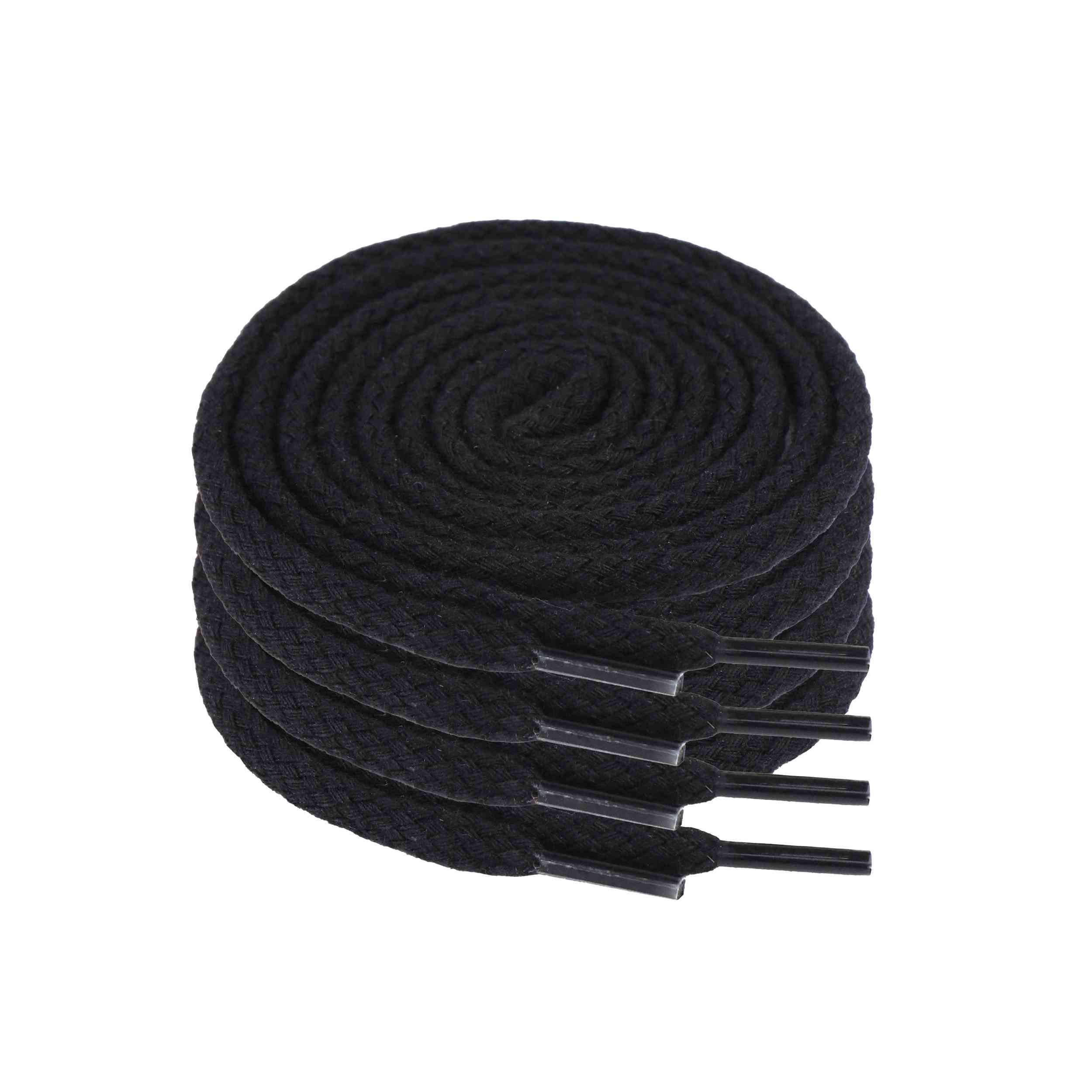 Schnürsenkel 2 Paar schwarze runde Baumwoll-Schnürsenkel 90 cm – robust & atmungsak