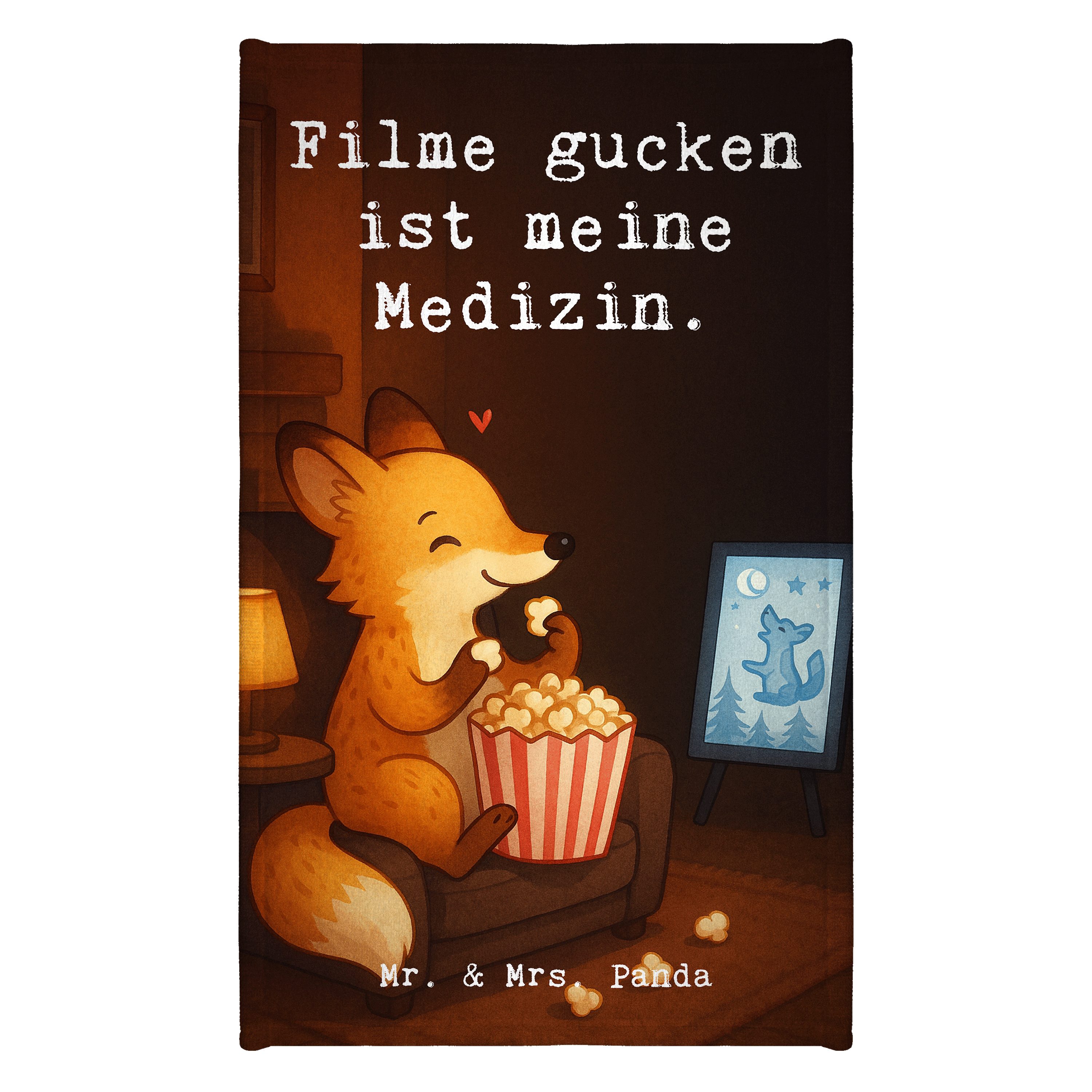 Mr. & Mrs. Panda Handtuch Fuchs Filme gucken Design, Handtuch, Weiß, Mini-Handtuch, Geschenk, T, Kunstfaser (Packung), Mini-Handtuch Gästehandtuch Saugfähig gäste wc handtuch