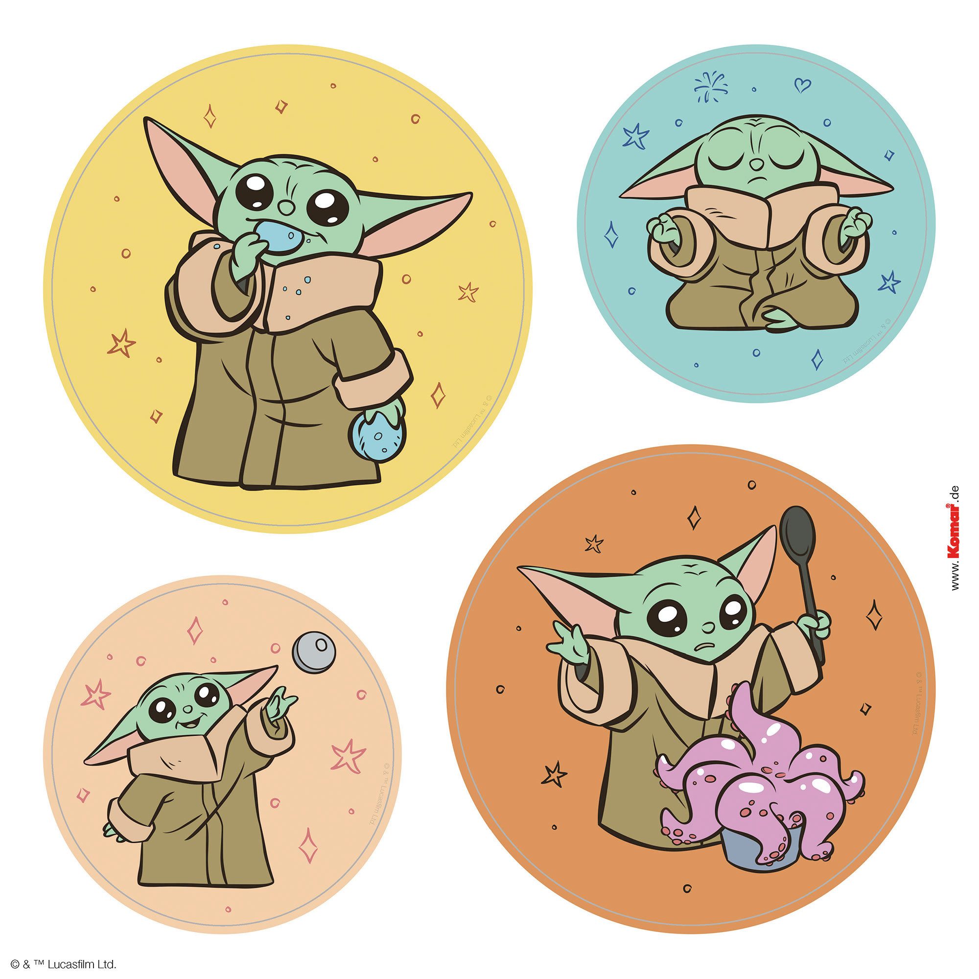 Komar Fensterbild Fenstersticker - Grogu - Padawan - Größe 30 x 30 cm, 33 x 30 cm, 2 Bogen