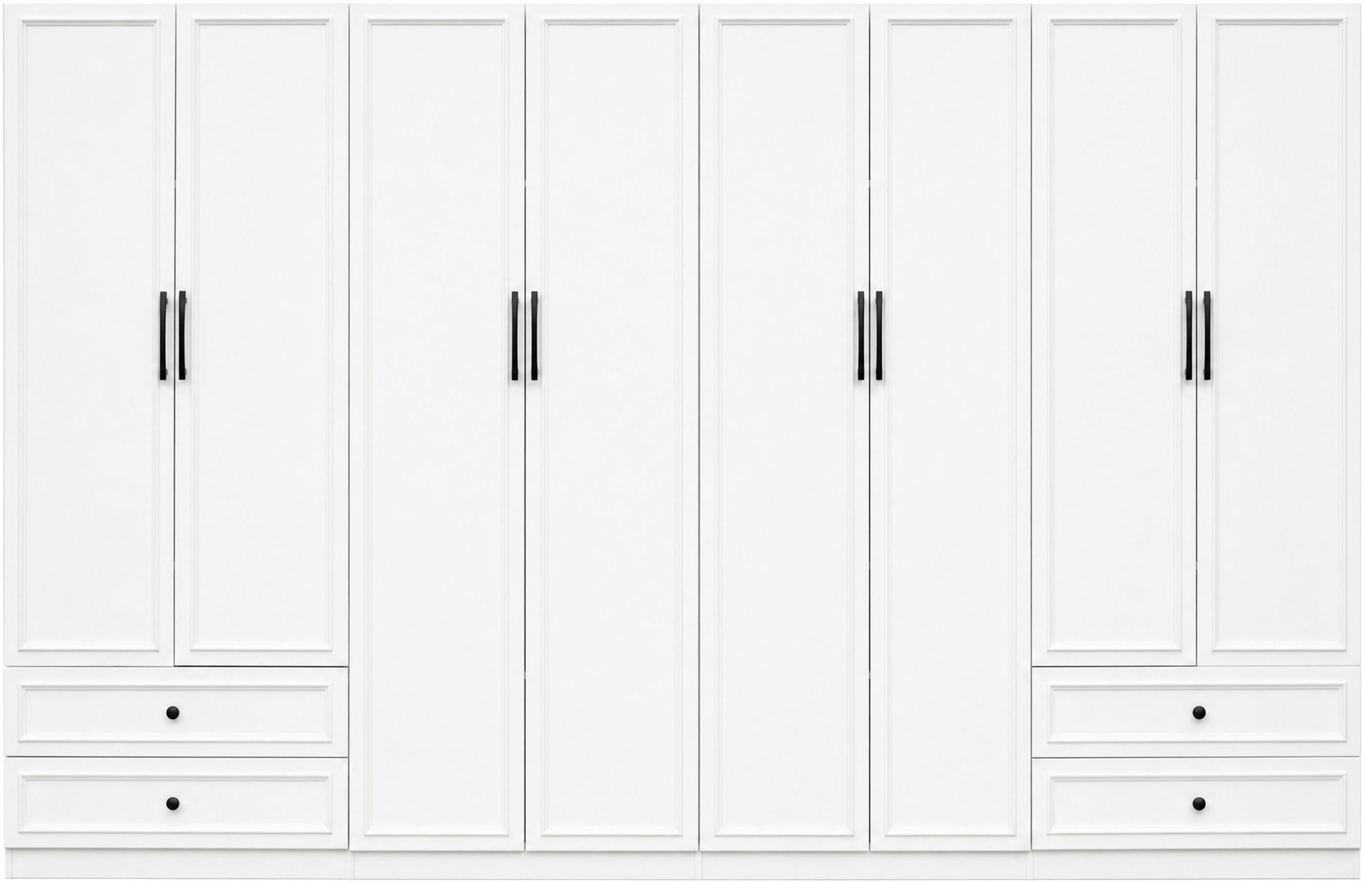 OTTO home Kleiderschrank Arrian 320 cm Weiß, 8-türiger Drehtürenschrank im Landhausstil (mit 4 Schubladen & Organizern, FSC Zertifiziert) XXL STAURAUM FÜR IHR Z – Bild 4 von 5