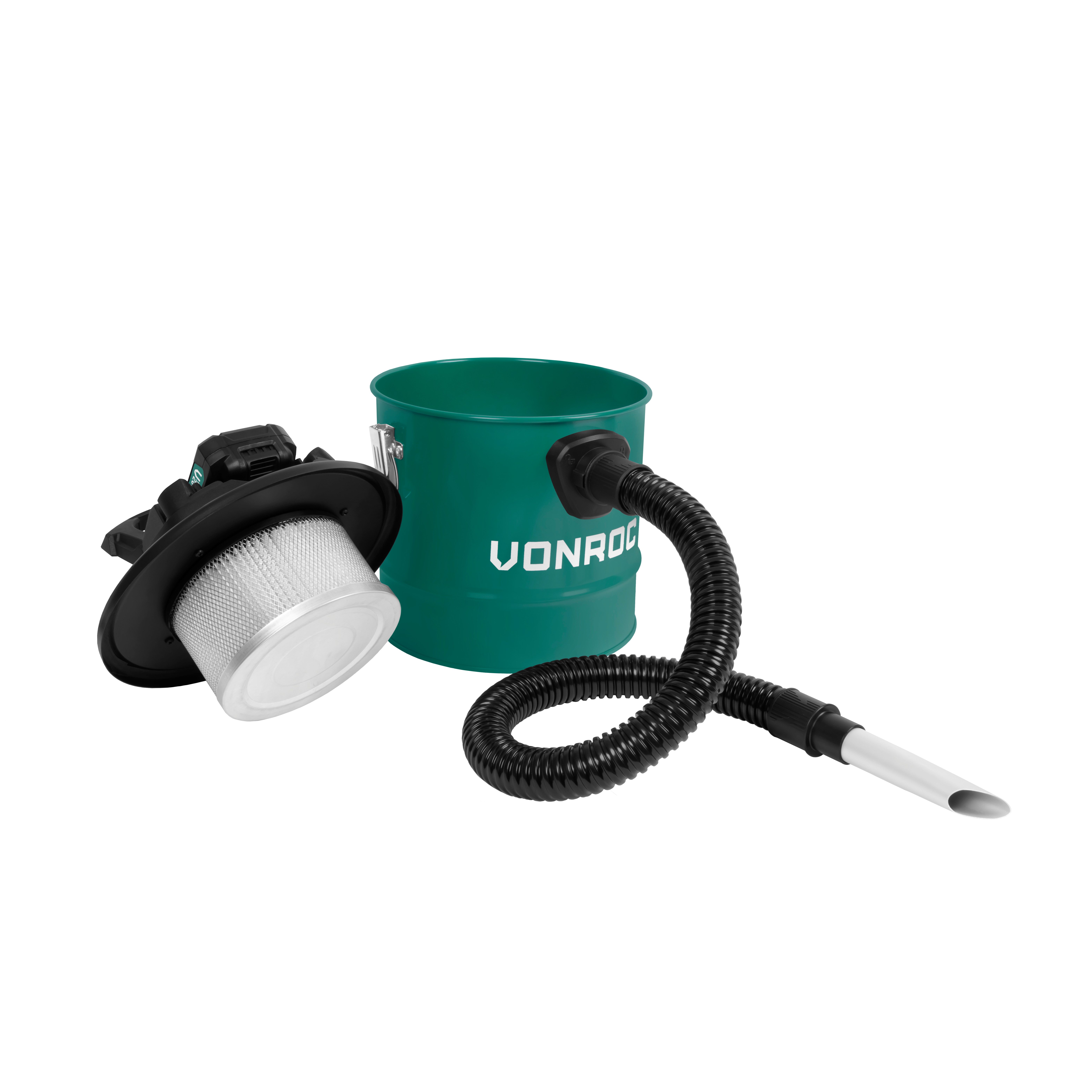 VONROC Aschesauger - VPower 20V Akku-Sauger, 12L Tank - HEPA Filter, beutellos, Inkl. 2x 2.0AH Akkus und Schnellladegerät