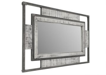 Massivmoebel24 Spiegel HEAVY INDUSTRY (Schicker Spiegel im Industrial Stil in grau lackiert 76x4x122 Mango montiert)