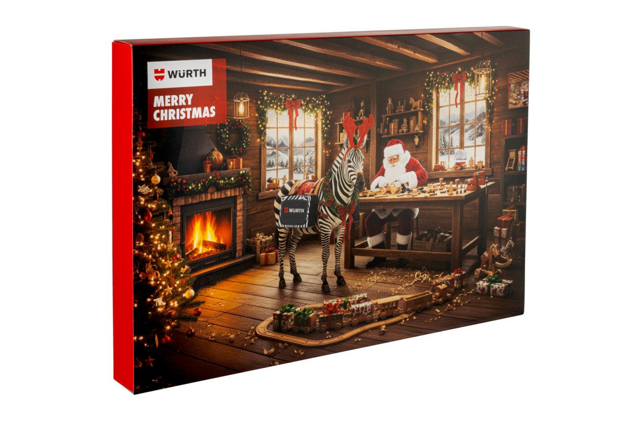 Würth Adventskalender Adventskalender Bohrer und Schrauber Set 29 teilig 2026 (Set, 29-tlg), Werkzeug Adventskalender in Profiqualität mit Aufbewahrungsbox