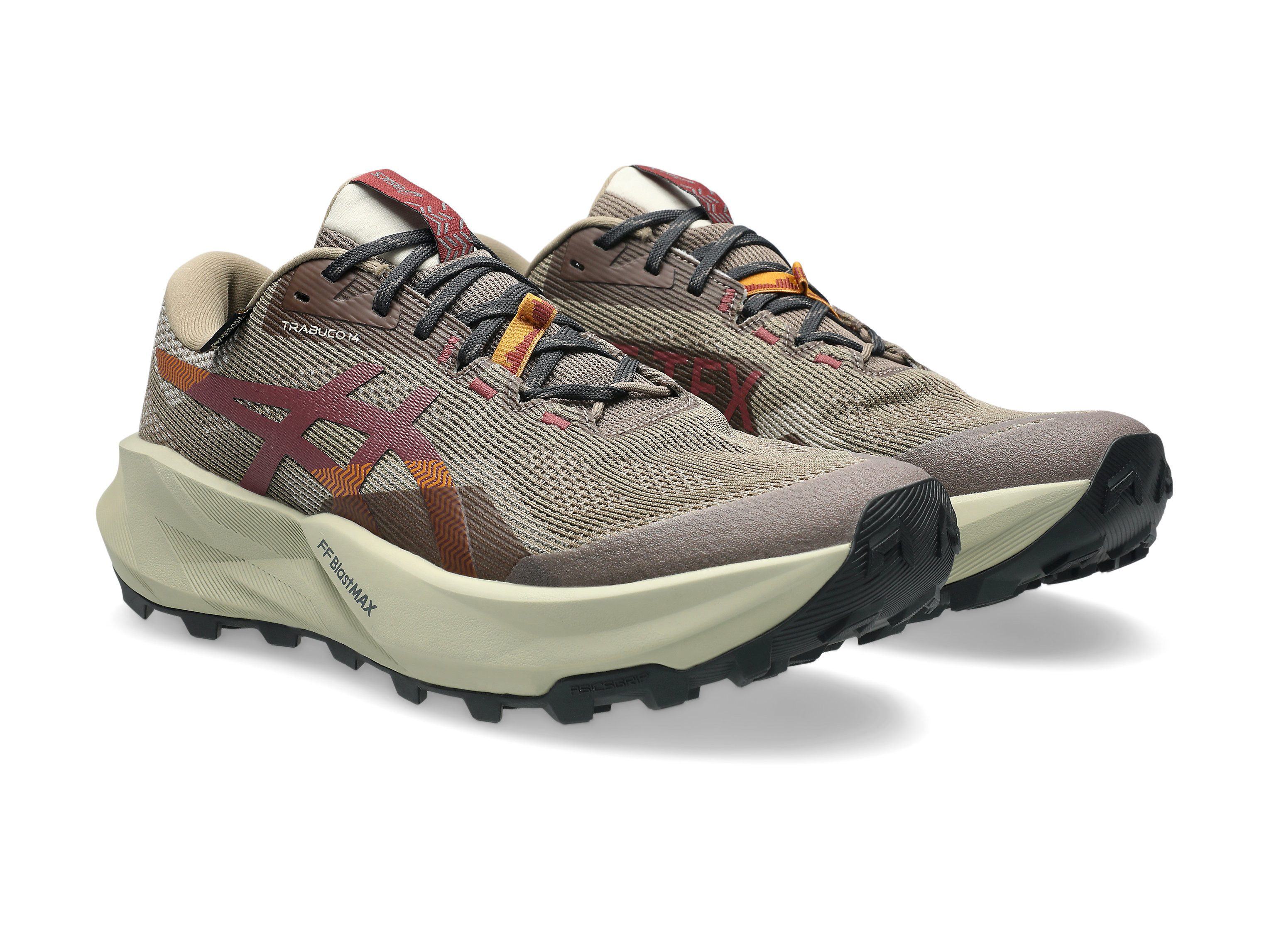 Asics TRABUCO 14 Gore-Tex Trailrunningschuh wasserdicht, profiliertes Gummi-Laufsohlenprofil, mit Schnürung