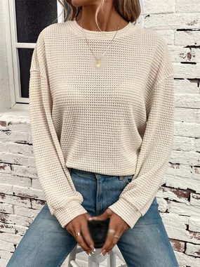 AFAZ New Trading UG Ajourpullover lässiges, schulterfreies Langarm-Sweatshirt für Damen