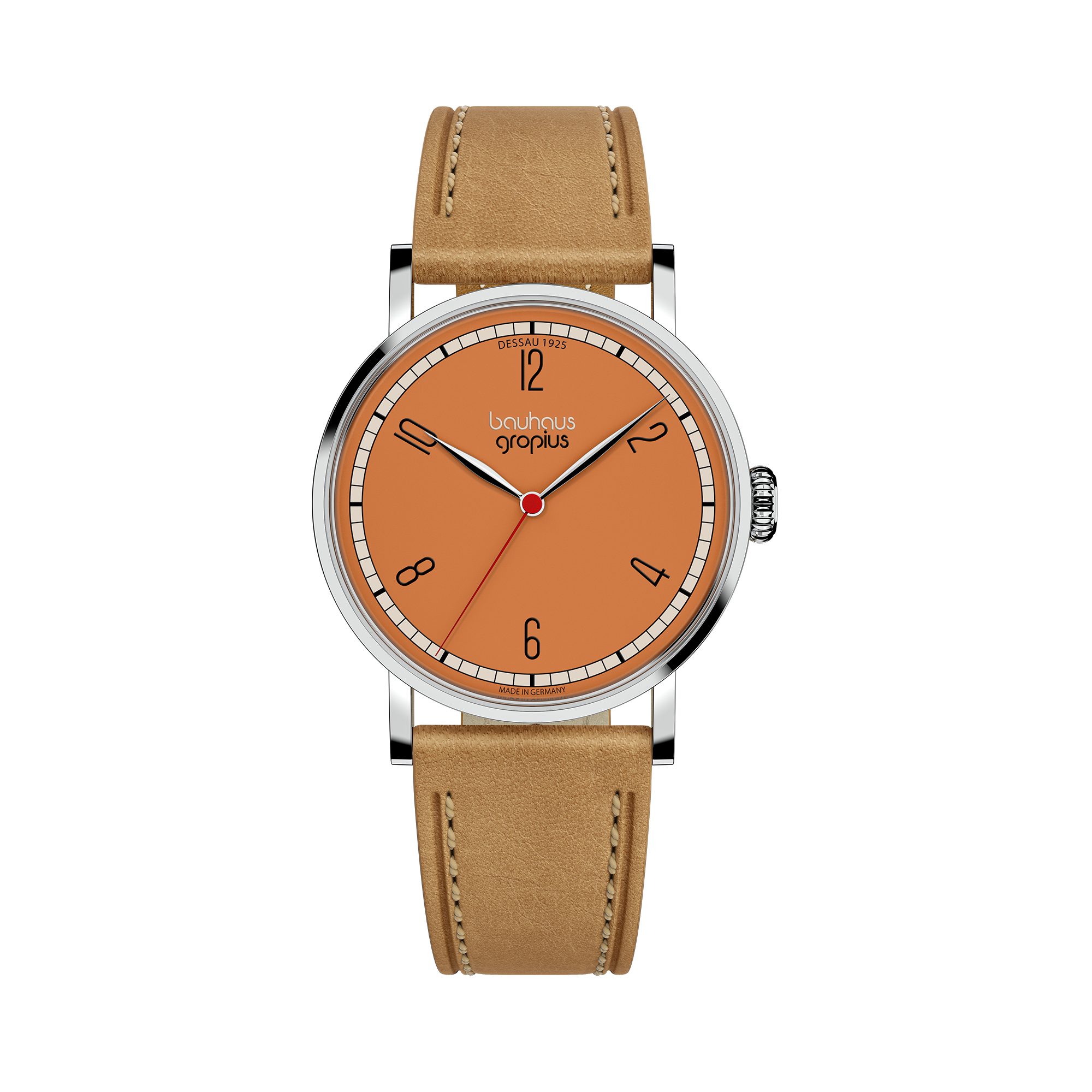 Walter Gropius Quarzuhr Damenuhr, Made in Germany, Saphirglas, Frauen am Bauhaus - WGNL 001-01, Designeruhr, Lederarmband mit Easy-Release System, Edelstahlgehäuse
