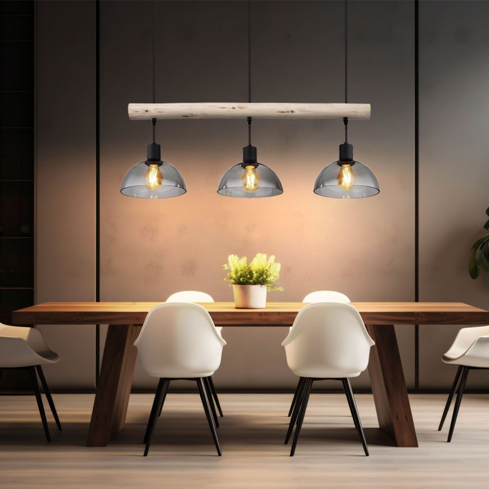 GLOBO LIGHTING Pendelleuchte, Leuchtmittel nicht inklusive, Hängeleuchte Deckenlampe Pendelleuchte Metall Schwarz 3-Flammig Glas