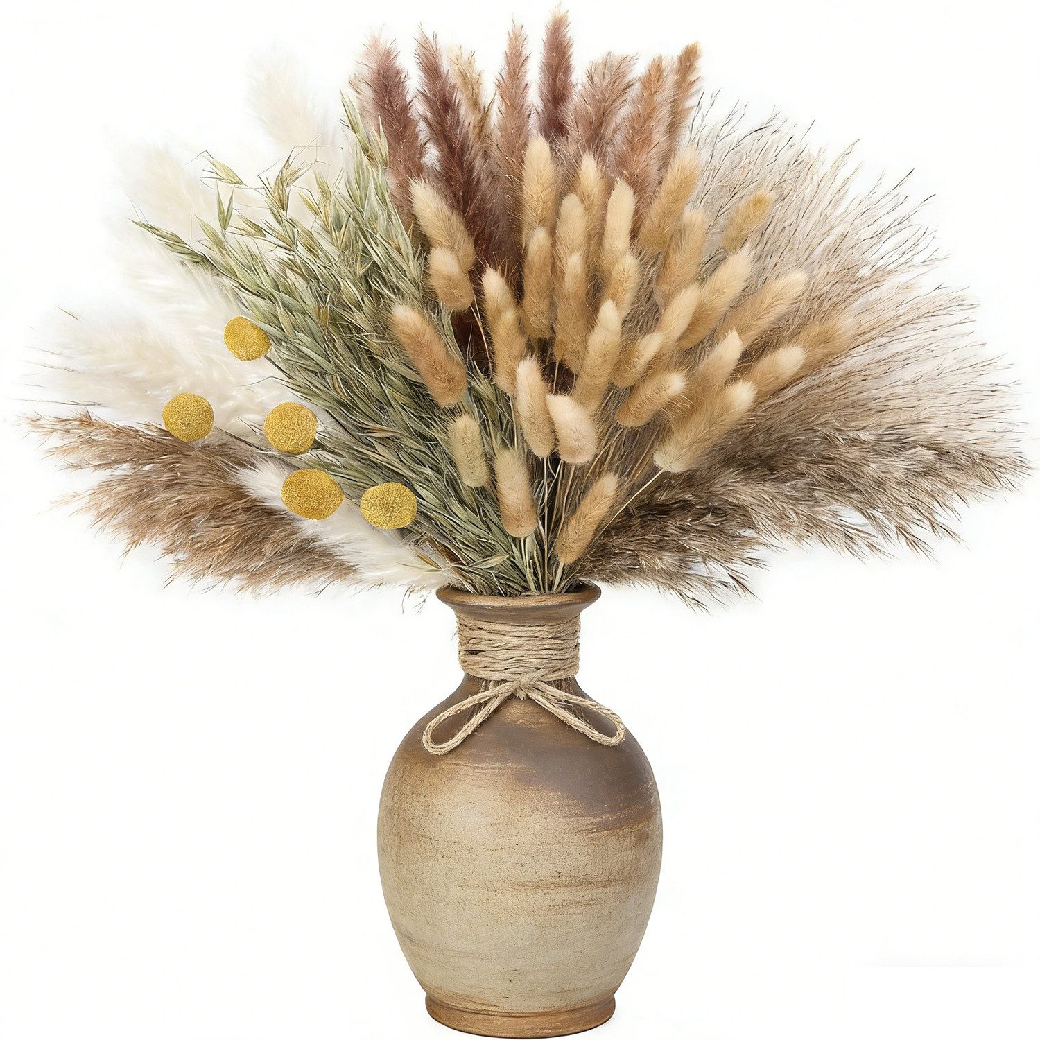 Trockenblume Pampasgras Getrocknet, 118 Stück Trockenblumen Deko, Boho Home Dekor, ibettertec, Höhe 43 cm, Trockenblumenstrauß für Hochzeit Boho Deko Wohnzimmer Tischdeko