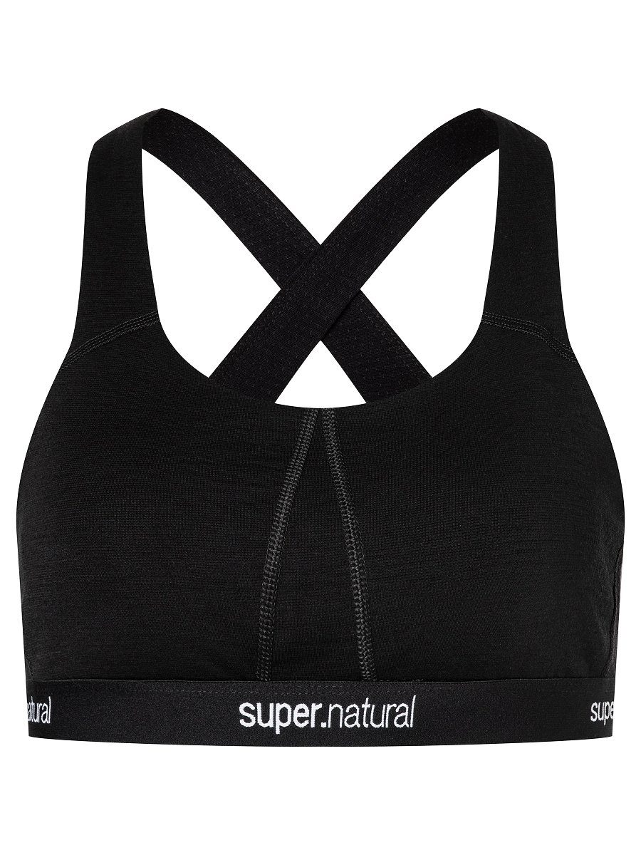 W Merino elastischer Sport-BH Bra BRA Jet SUPER.NATURAL Merino-Materialmix FEEL GOOD Black