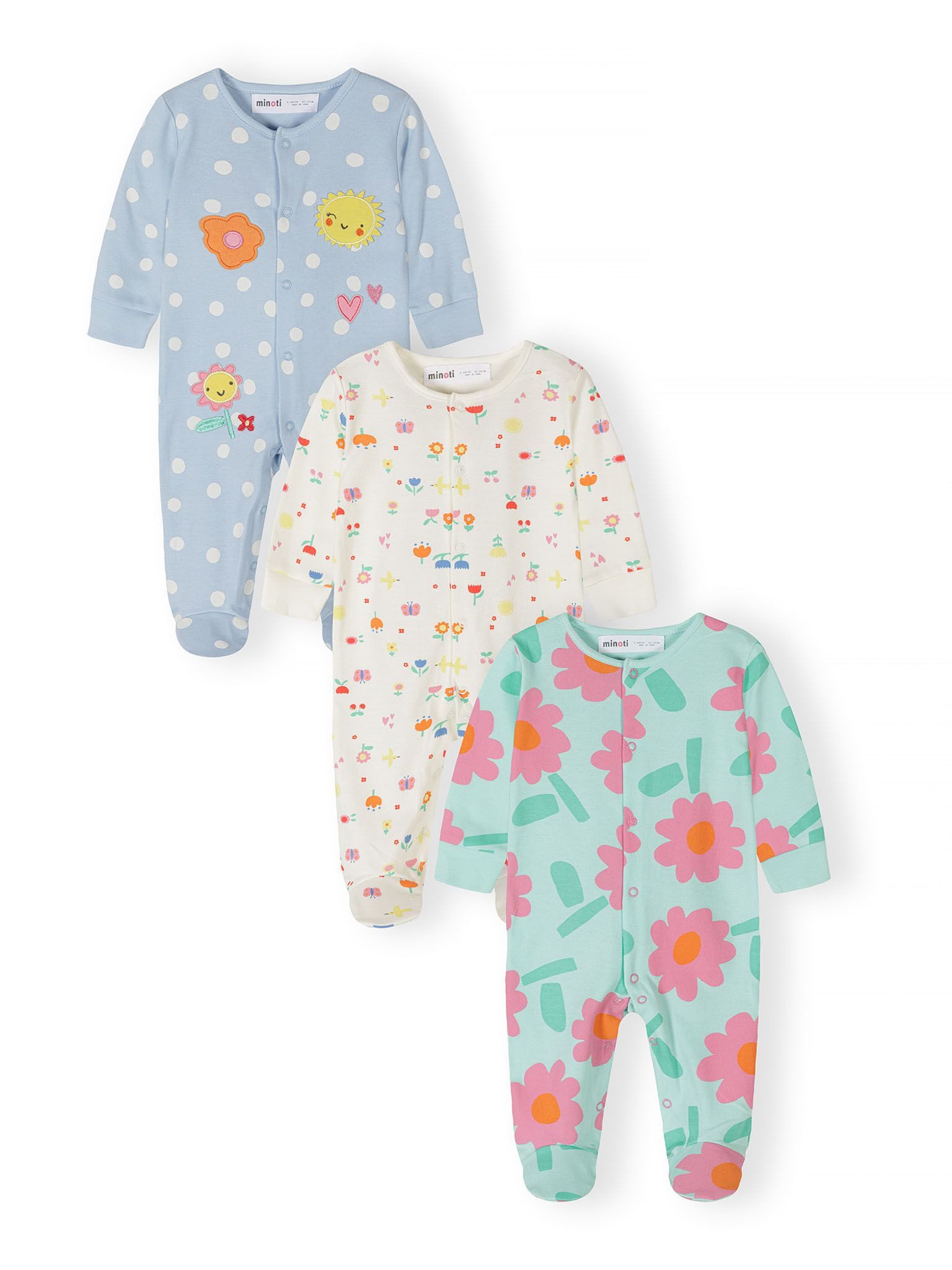 MINOTI Strampler aus Baumwolle, für Mädchen (3-er Pack)
