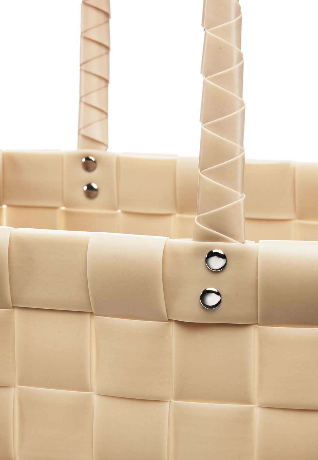 Kobolo Einkaufsshopper Shopper BEZ aus PE geflochten mit PU Henkeln beige, Beige – Bild 4 von 5
