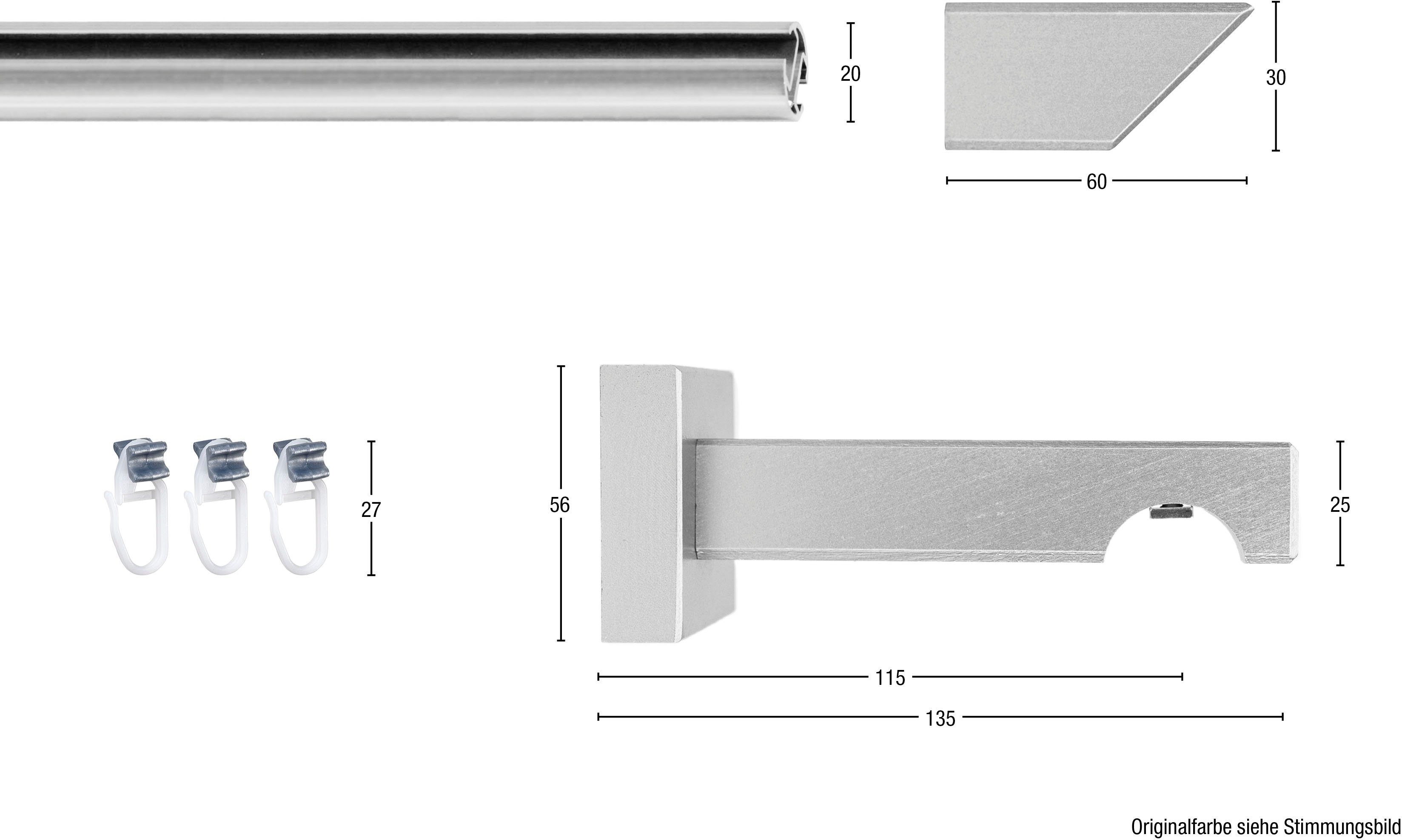 GARESA Gardinenschiene Cubus, Quadros Innenlauf, 1-läufig, Wunschmaßlänge, mit Bohren, verschraubt, Innenlauf-Vorhanggarnitur, verlängerbar, Holz-Aluminium
