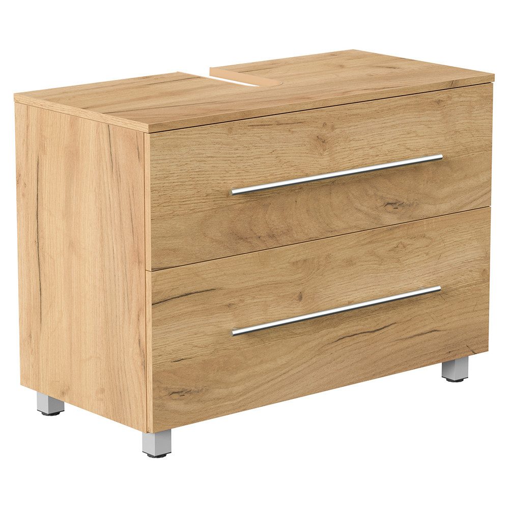 Lomadox Waschbeckenschrank MONTEFANO-02 85 cm breit in Eiche, 2-türig, mit Standfüßen