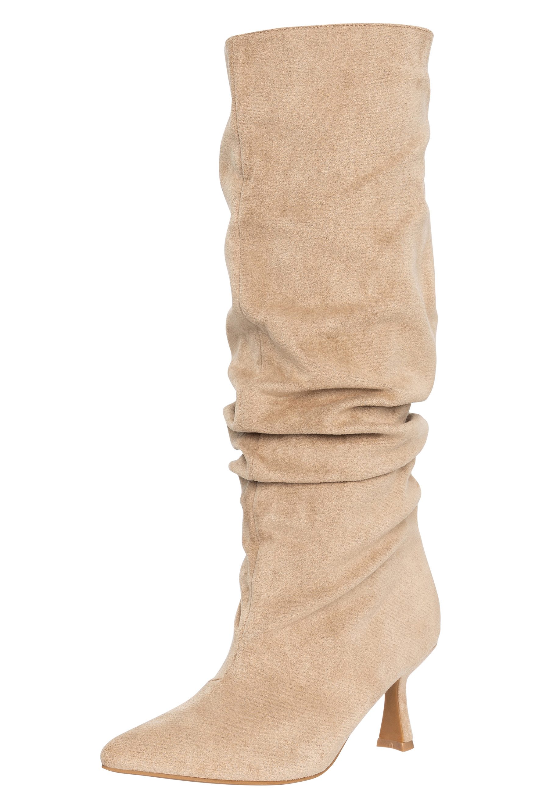 Salinyang Kniehohe Damenstiefel mit gerafftem Schaft & Absatz Elegant Stiefel