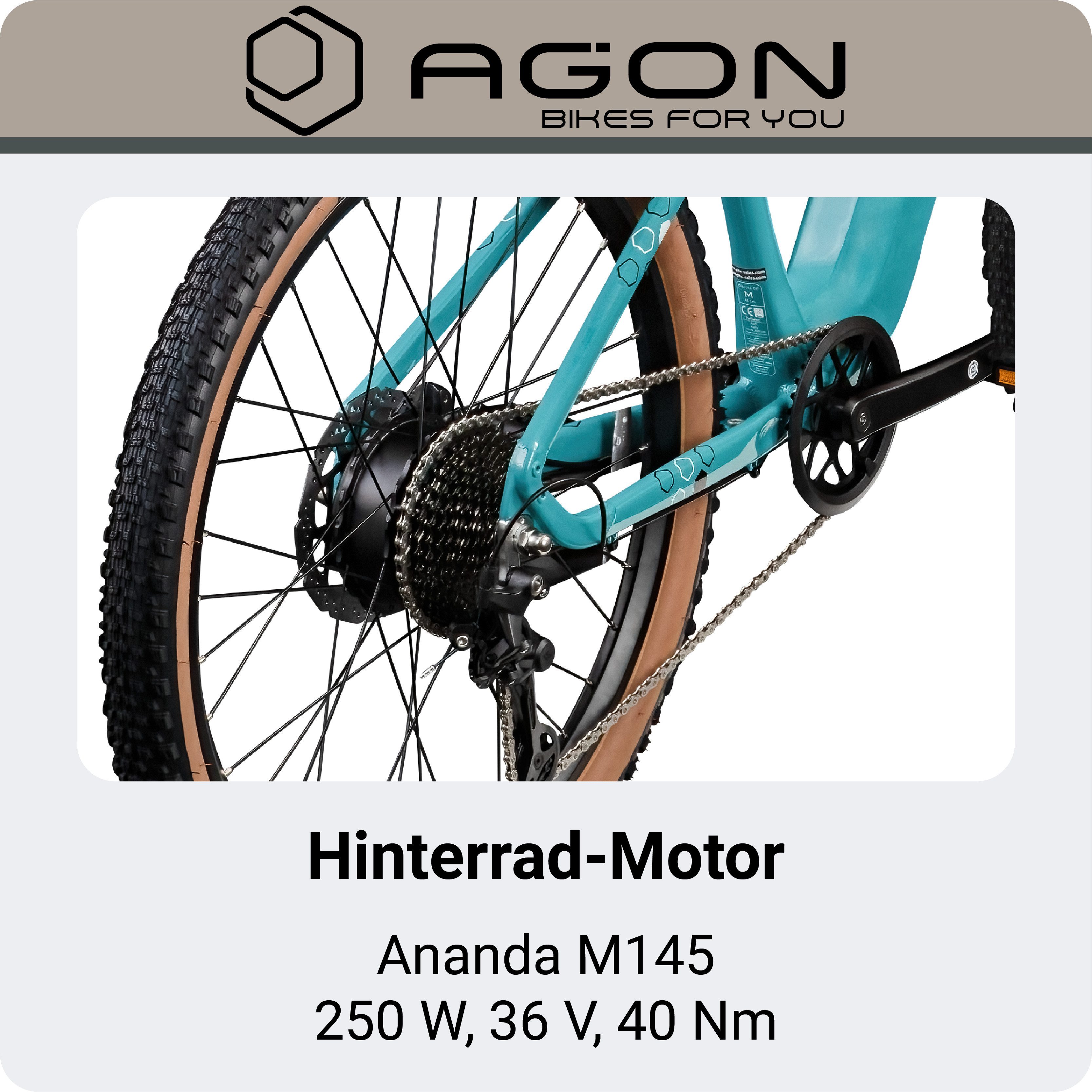 AGON E-Bike Mountainbike Alpha, 10 Gang Shimano Deore SGS T6000 Schaltwerk, Kettenschaltung, Heckmotor, 540 Wh, Pedelec, Elektrofahrrad für Damen u. Herren, MTB – Bild 5 von 5