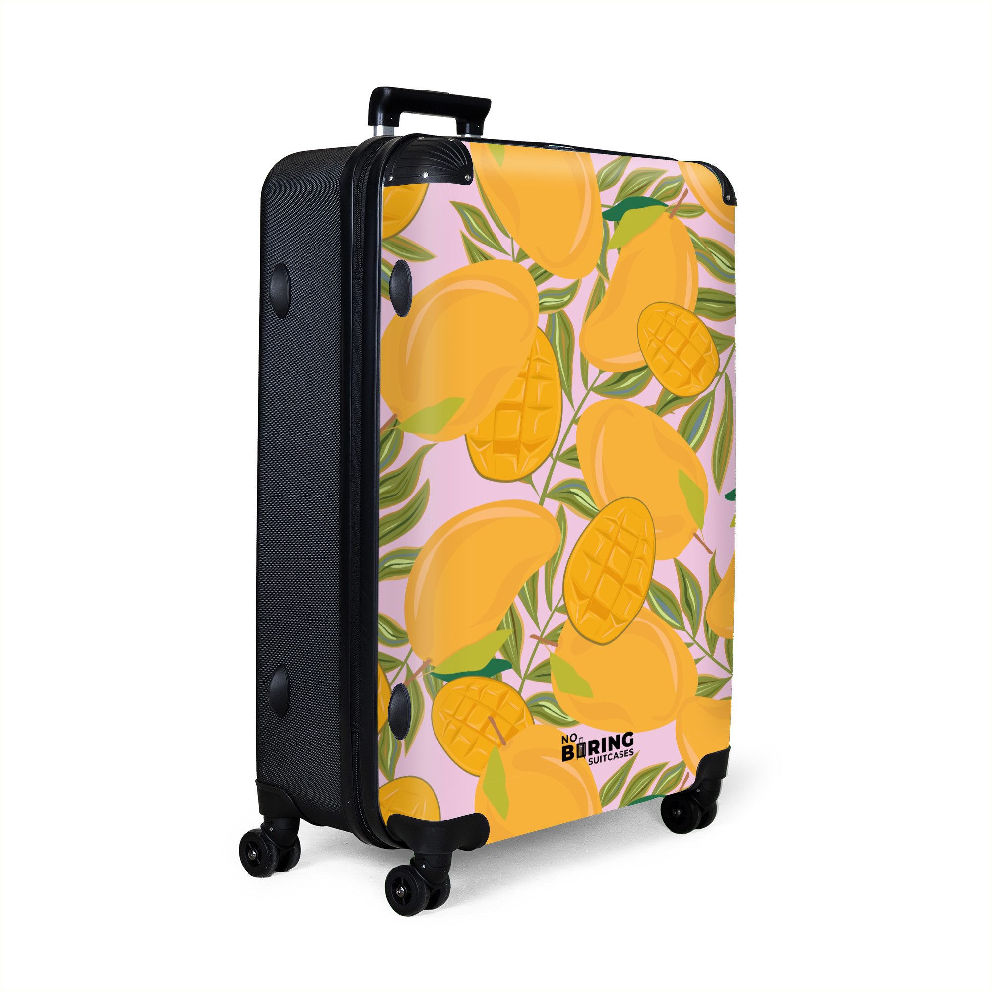 NoBoringSuitcases.com© Hartschalen-Trolley Rosa mit orangefarbenen Mangos günstig online kaufen