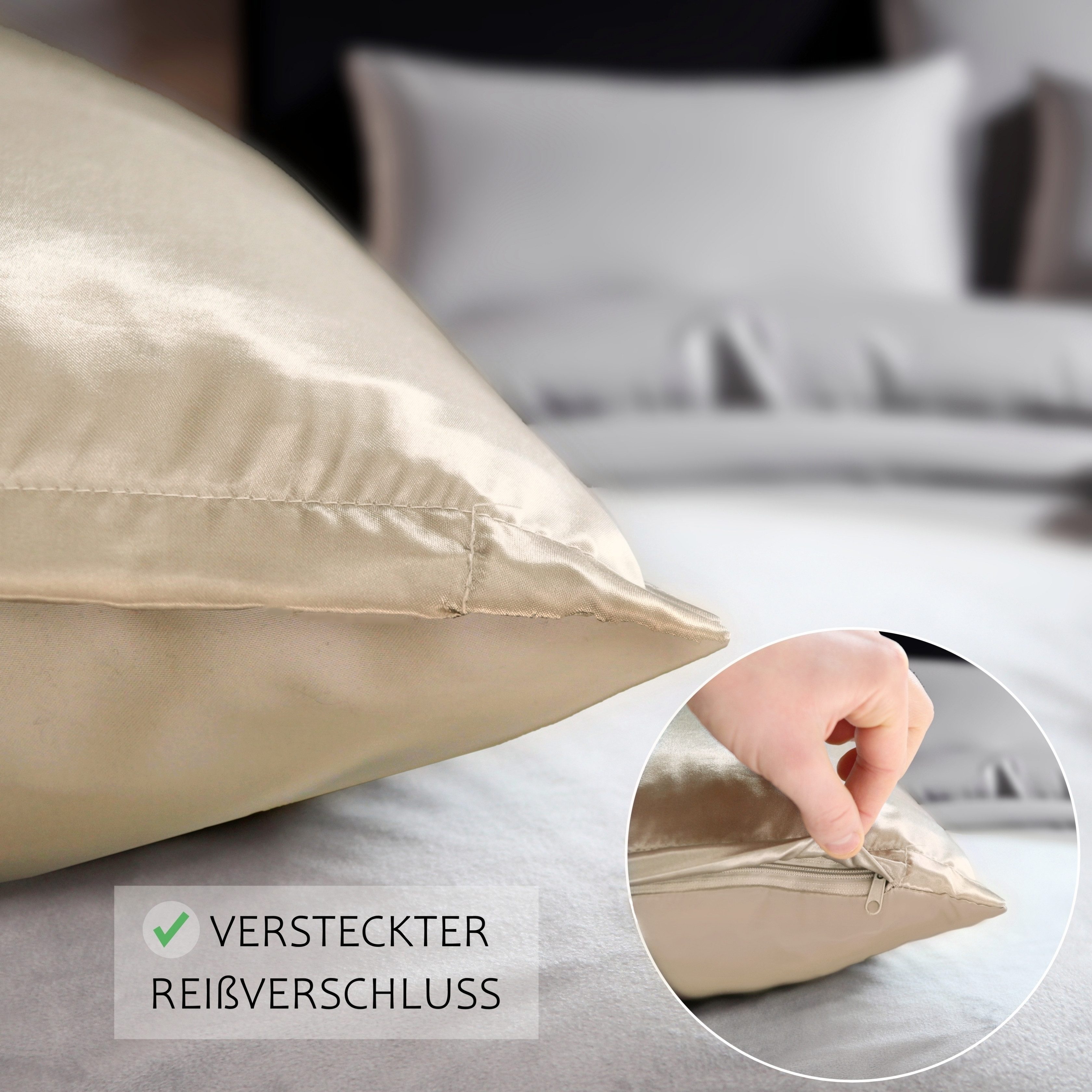 Cozyor Wendebettwäsche Satin glänzend matt 135x200, 155x200, 155x220, 200x200 cm extra weich, Satin & Mikrofaser, 2 teilig, Edel und hochwertig – Bild 5 von 5