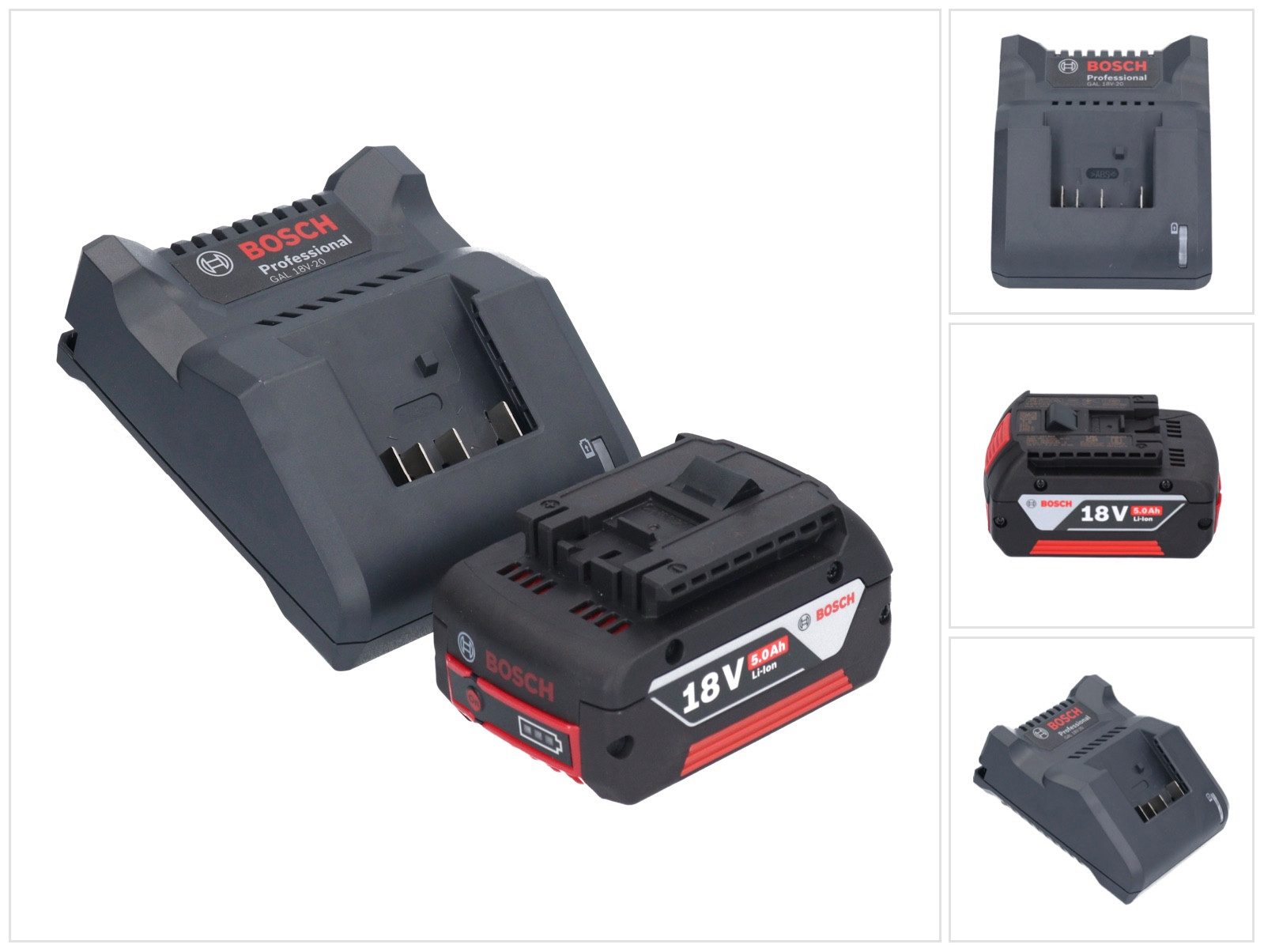 Bosch Professional GAL 18V-20 Akku Ladegerät 10,8 - 18 V 2 A (2607226281) + 1x GBA 18 Schnelllade-Gerät