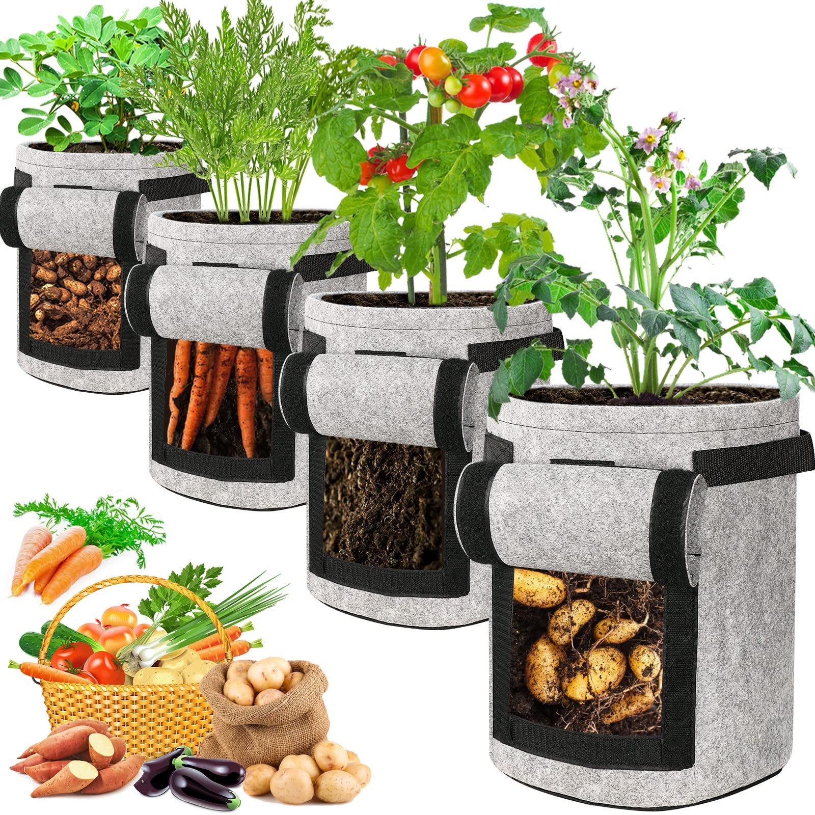 Jibenhome Blumentopf Kartoffel-Pflanzsack, Pflanzbeutel mit Klappe, günstig online kaufen