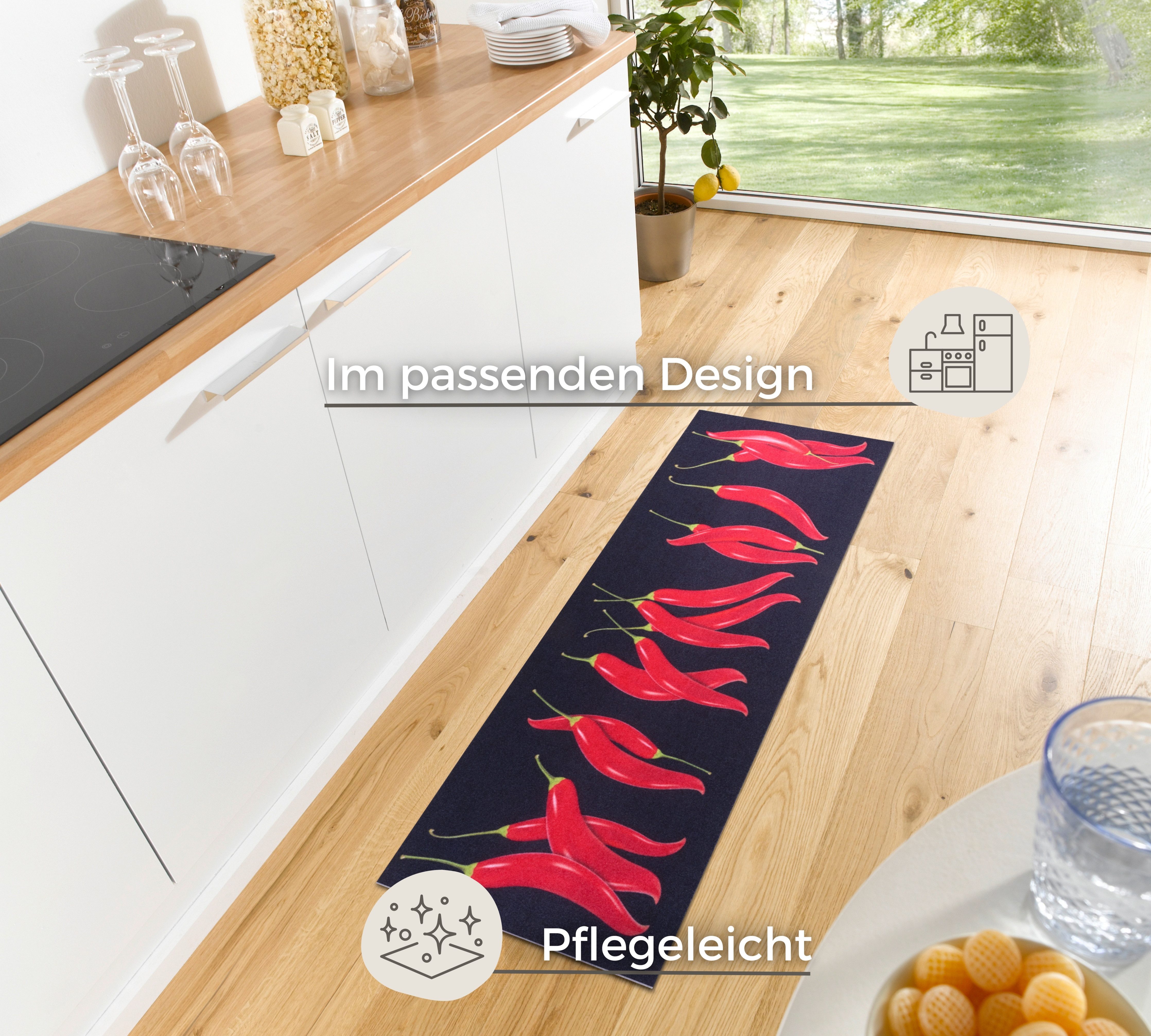 HANSE Home Küchenläufer Chili Dance, rechteckig, Höhe: 3 mm, Läufer, Rutschfest, Küchenteppich, Küche, Teppich, Pflegeleicht