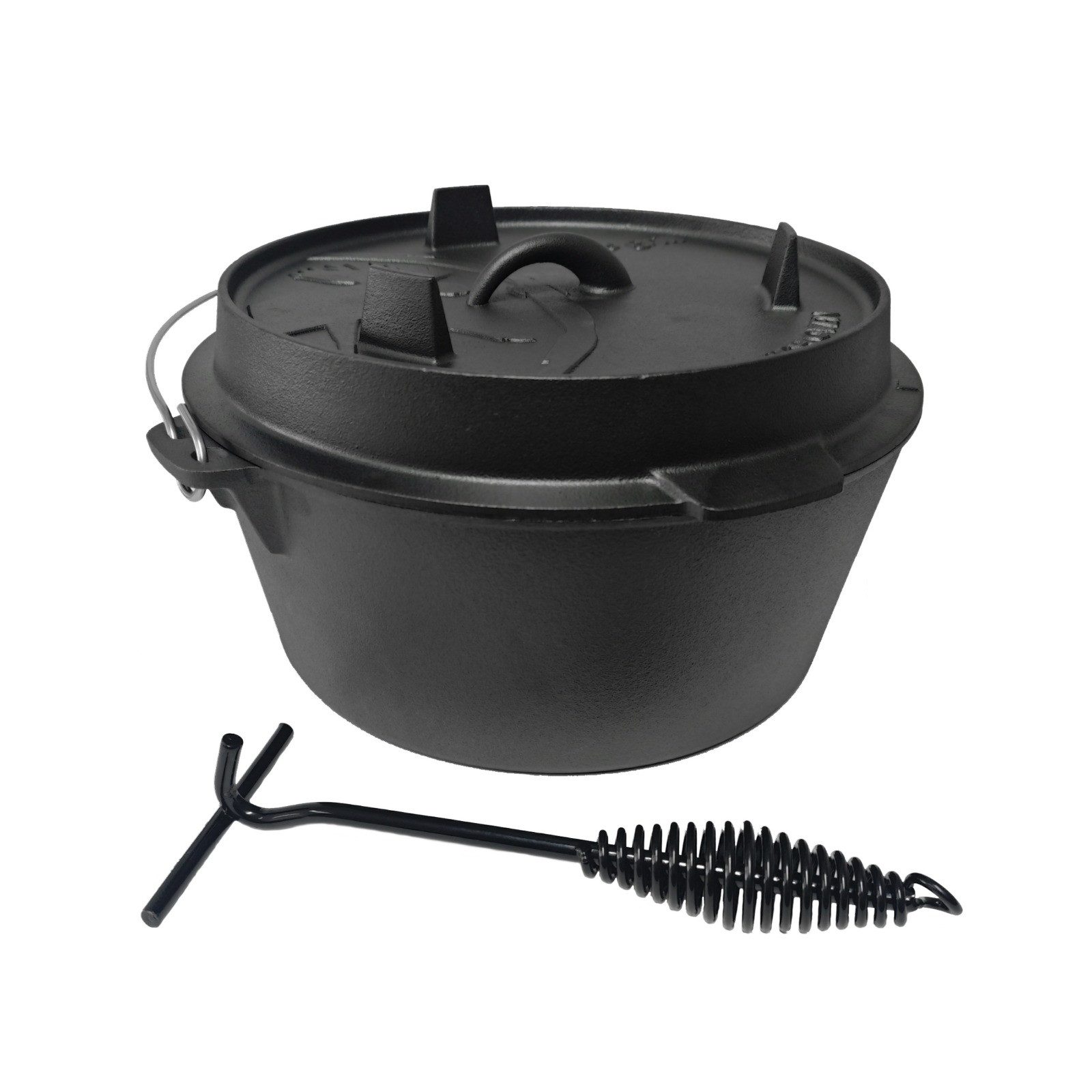 geda grill Grilltopf Dutch Oven Feuertopf 5.6 L ohne Füße mit Deckelheber, Schmortopf, Gusseisen, Induktion, pre-seasoned