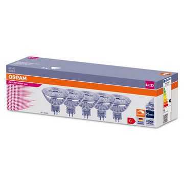 Osram LED-Leuchtmittel 5er OSRAM LED GU5,3 3,4W = 20W Reflektor 12V 230lm 36° Warm 3000K DIM, GU 5,3, Warmweiß