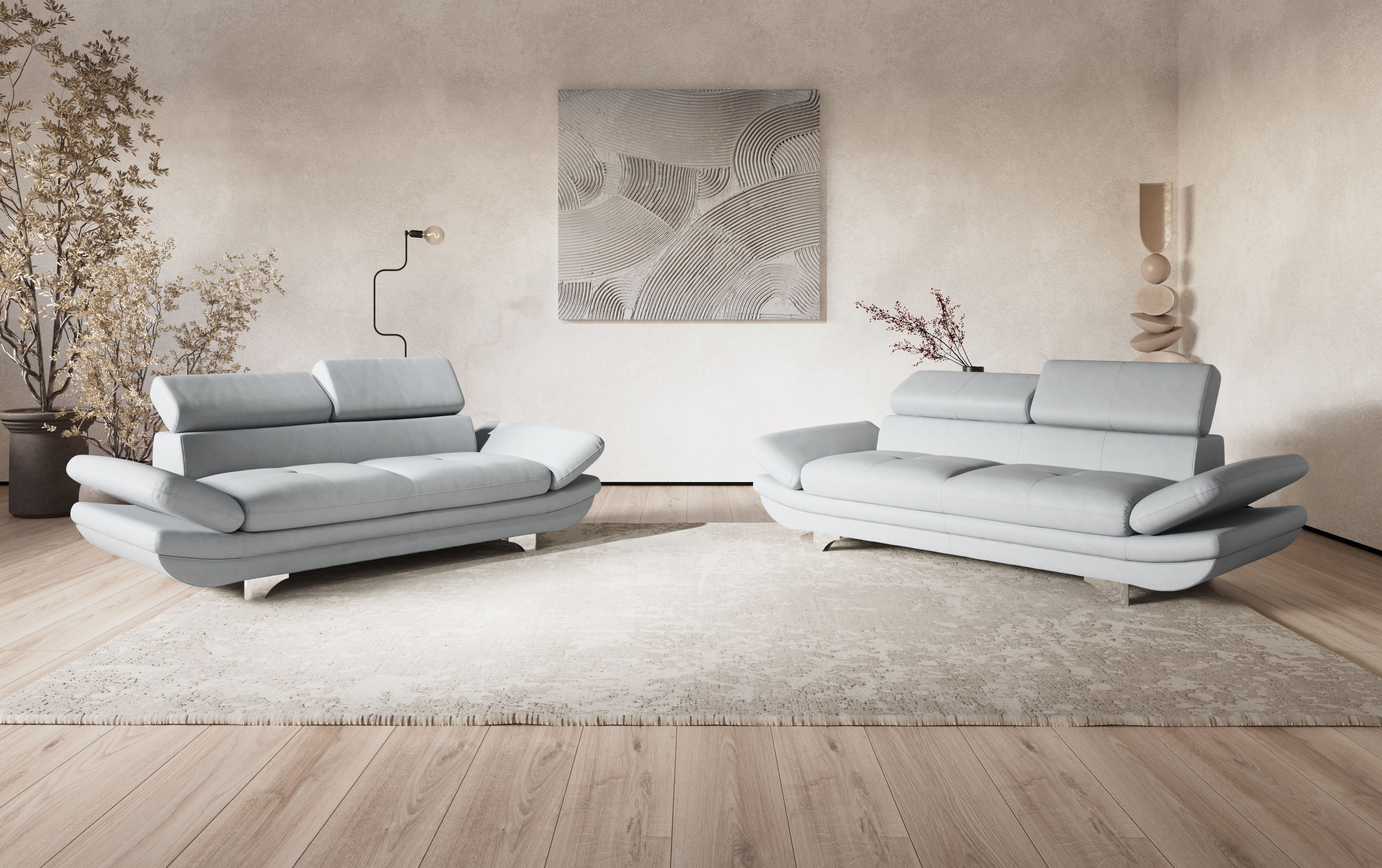 COTTA 3-Sitzer Enterprise, Big-Sofa mit Kopfteil- und Armteilverstellung, B:233 cm, Modernes Einzelsofa